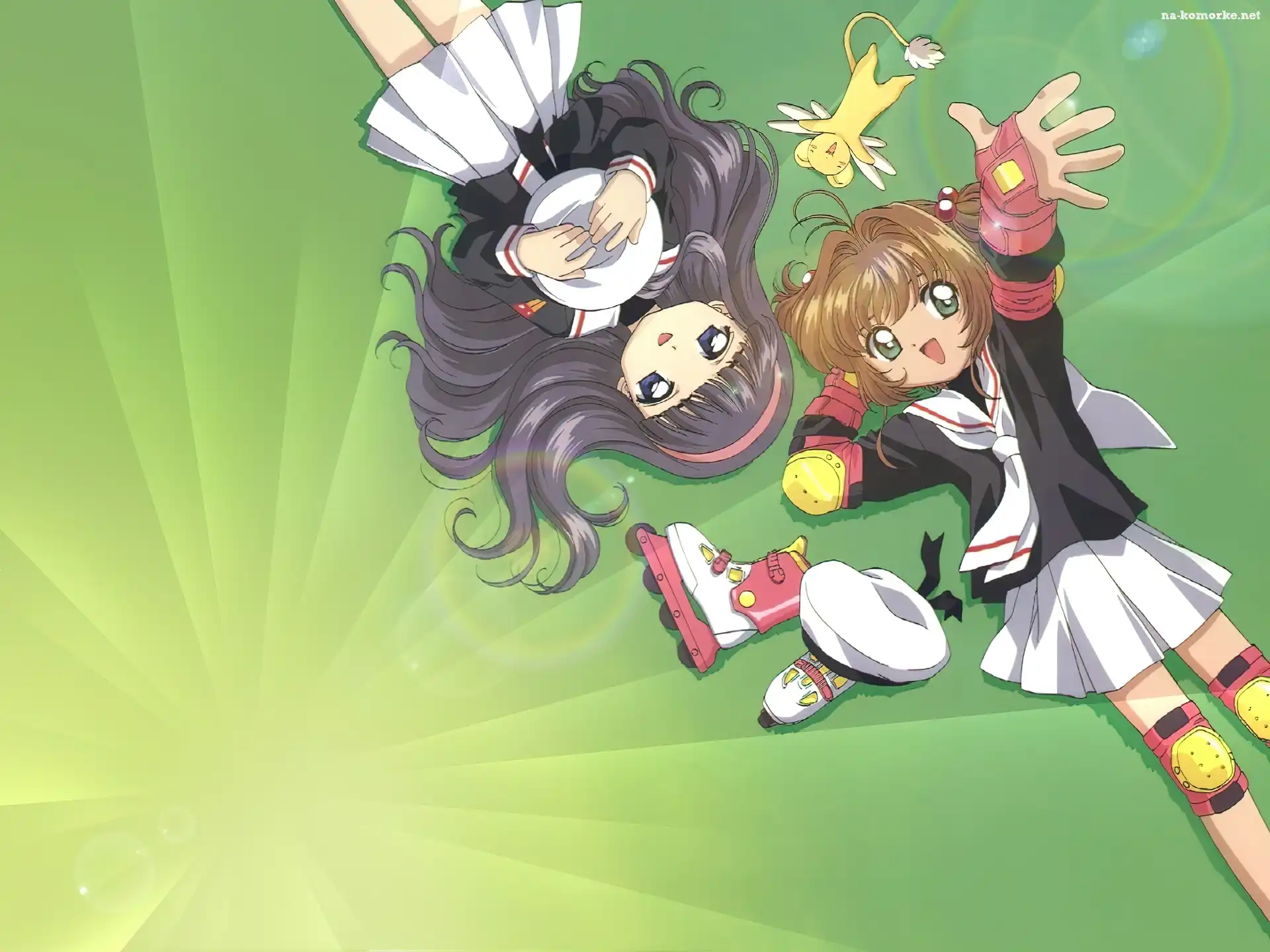 rolka, dziewczyny, Cardcaptor Sakura, mundurki, pluszak, czapka