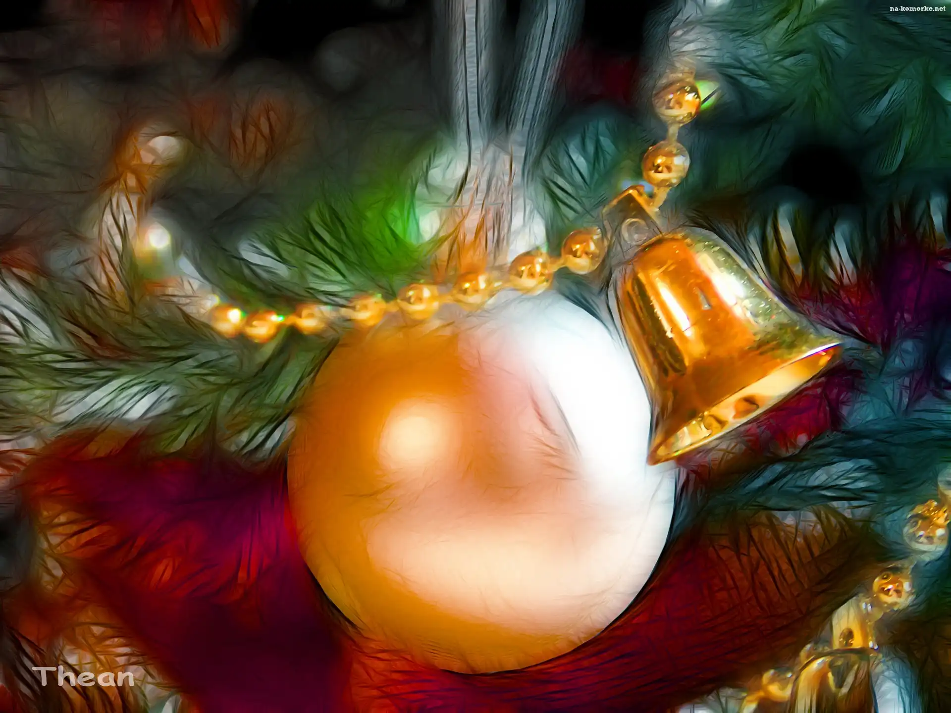 Dzwoneczek, Narodzenie, Boże, Fractalius, Bombka, Święta