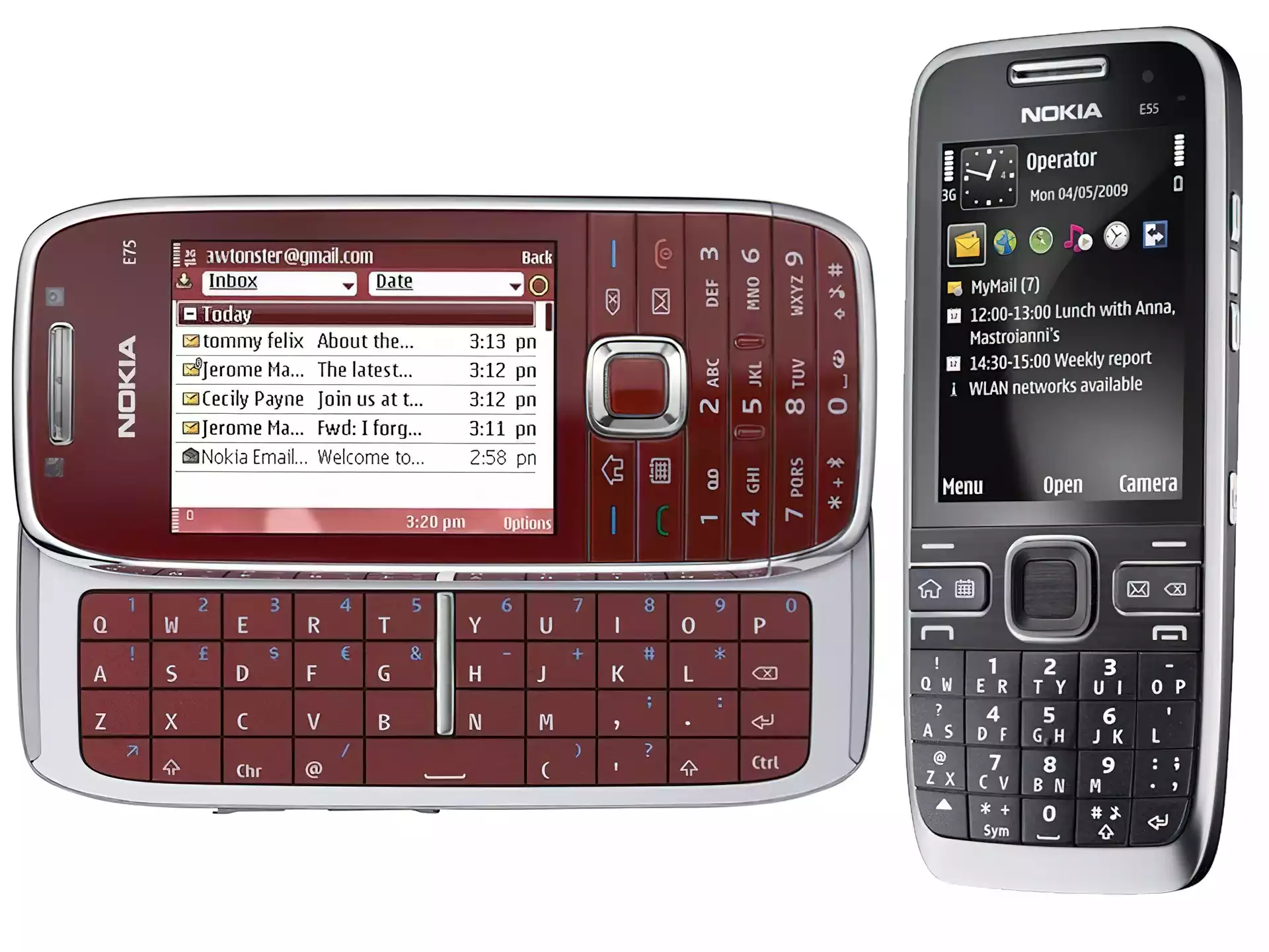 Nokia E75, Czarny Nokia E55, Wiśniowy, Nokia E55