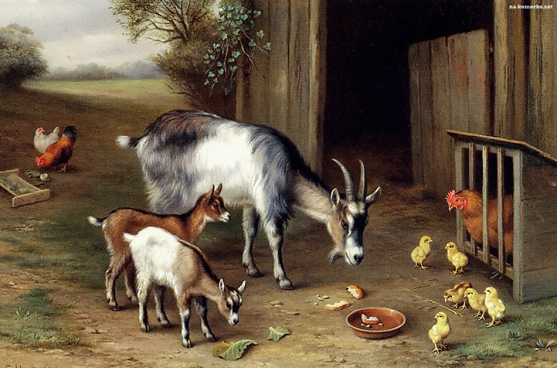 Edgar Hunt, Kurczaki, Kozy, Klatka