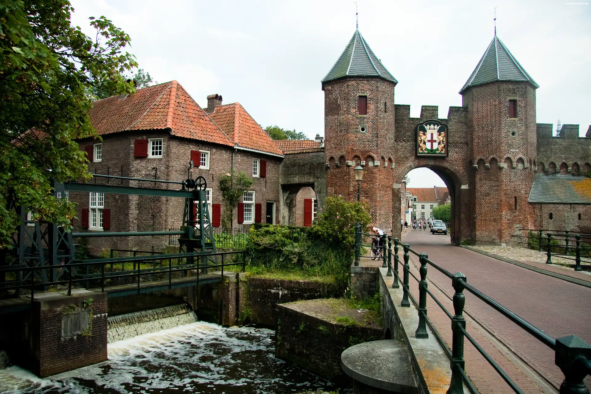 Baszty, Murów, Amersfoort, Fragment, Śluza, Most, Brama, Obronnych, Rzeka, Eem