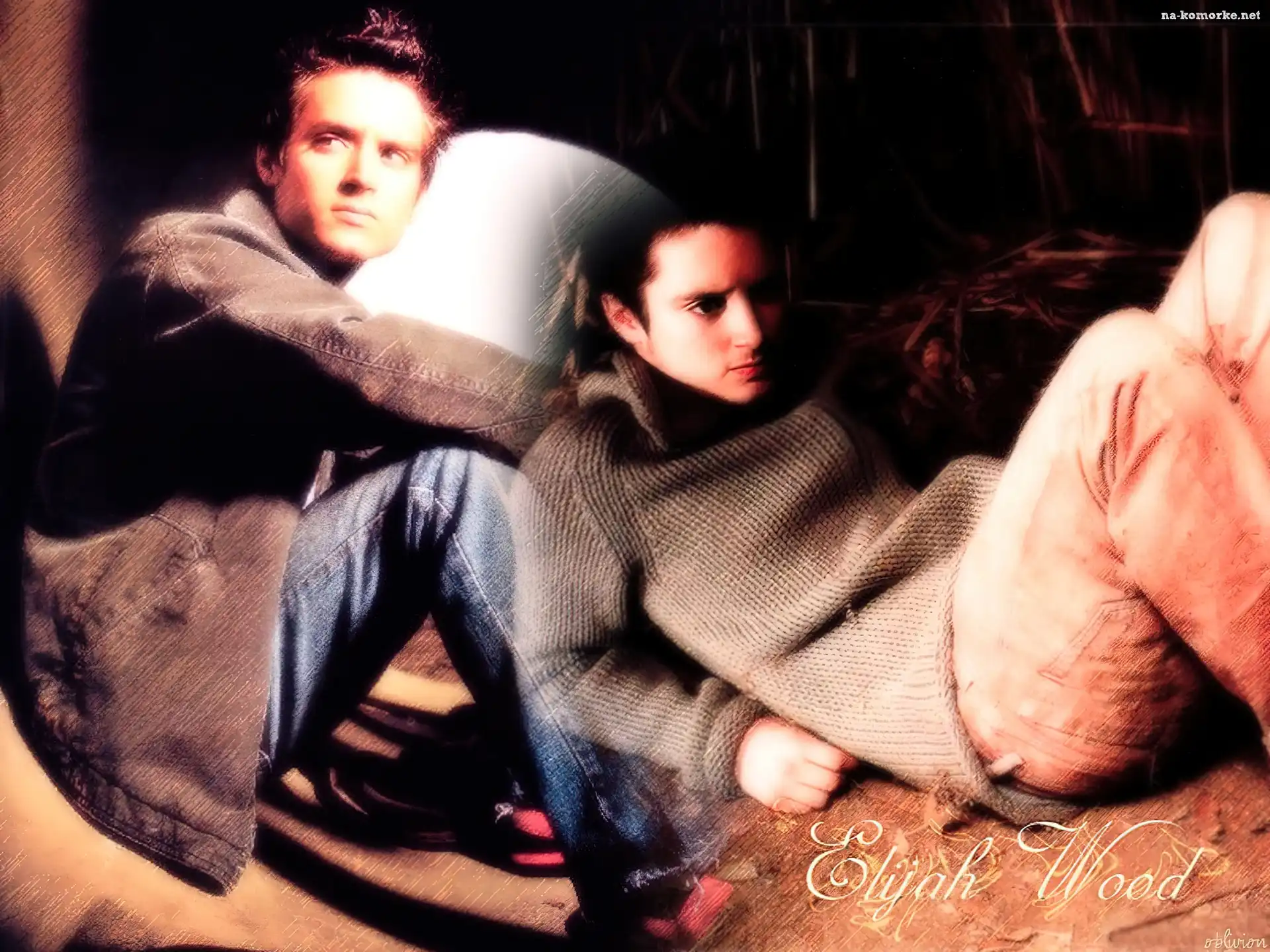Elijah Wood, sweterek, jeansy