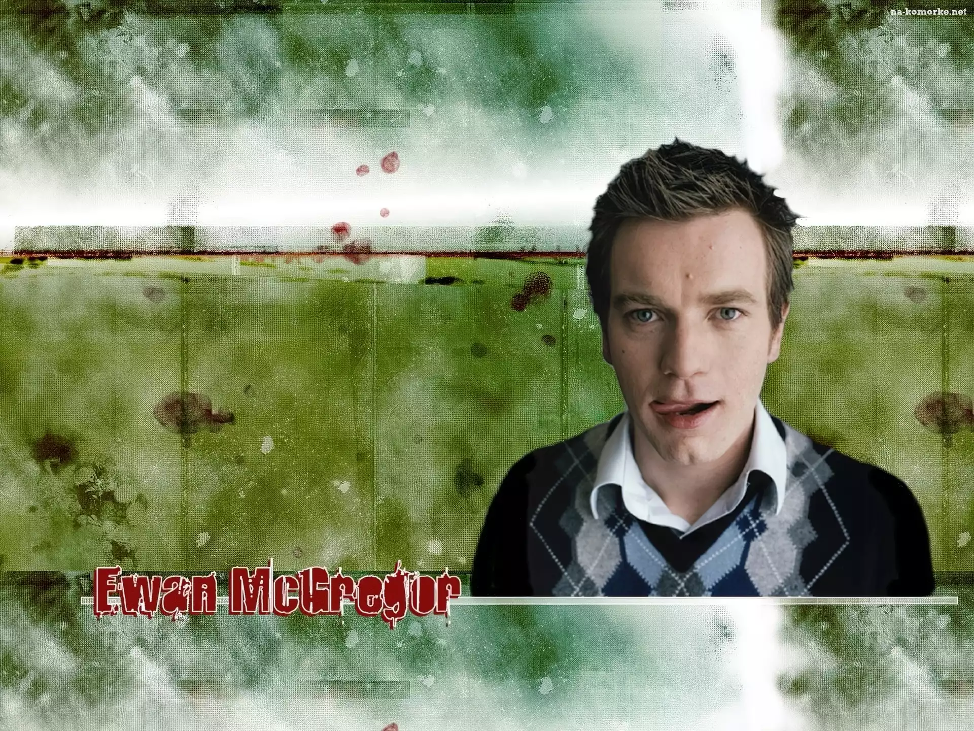 Ewan McGregor, niebieskie oczy, sweterek