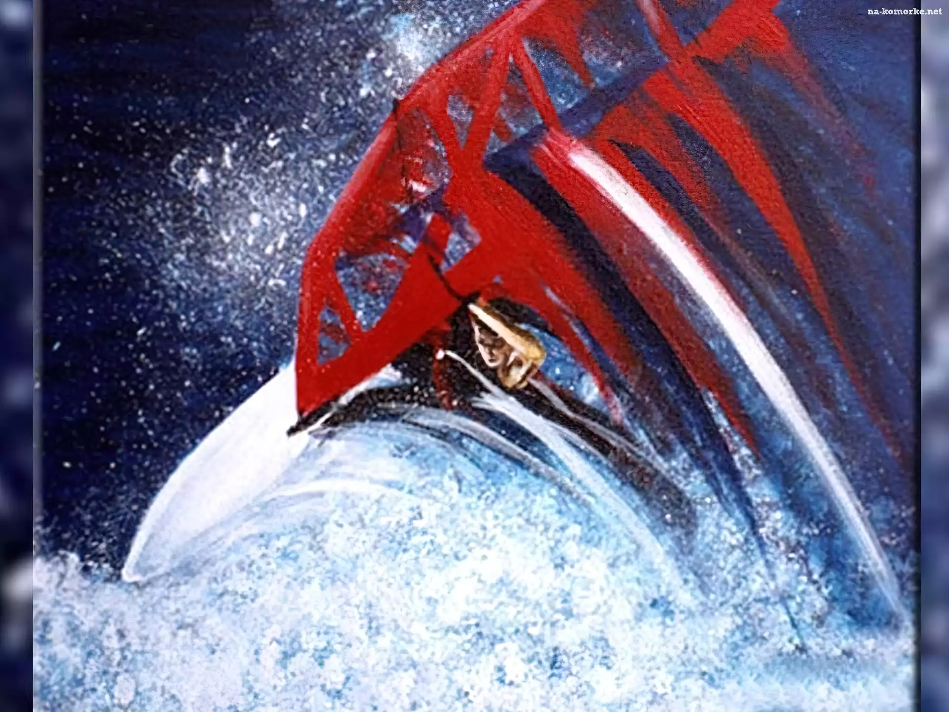 fala, Windsurfing, deska, żagiel , morze