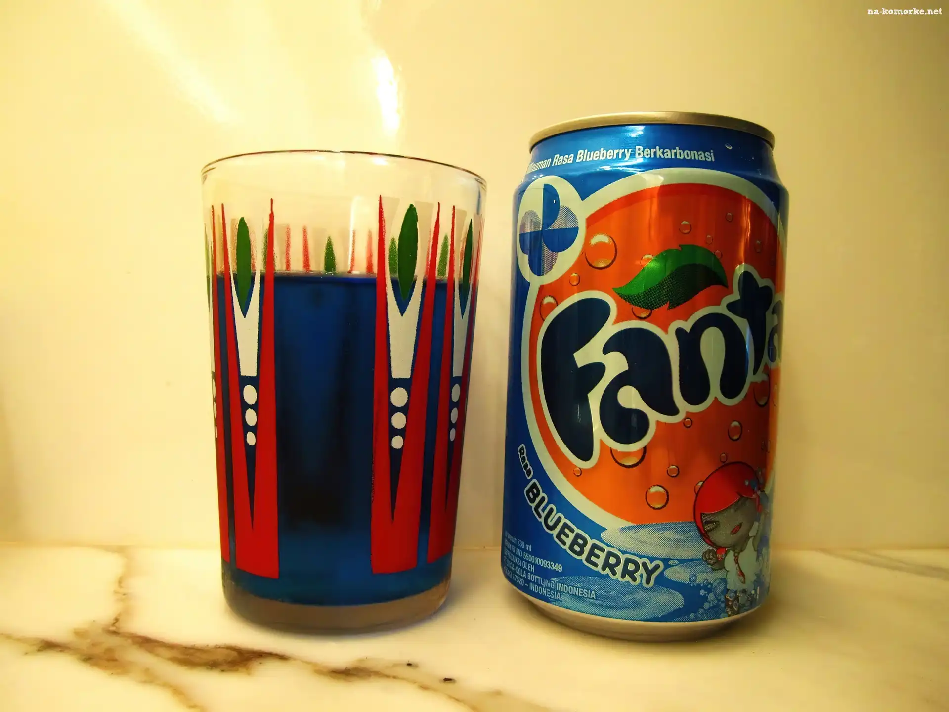 Puszka, Szklanka, Fanta, Blueberry