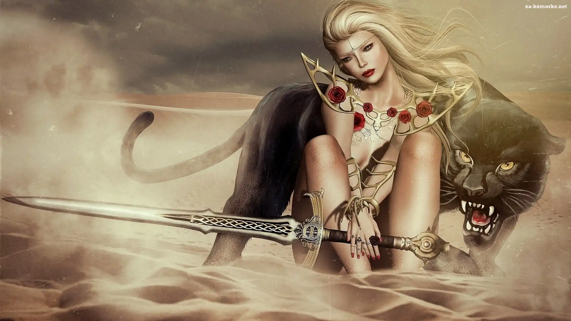 Fantasy, Pantera, Dziewczyna, Wojowniczka