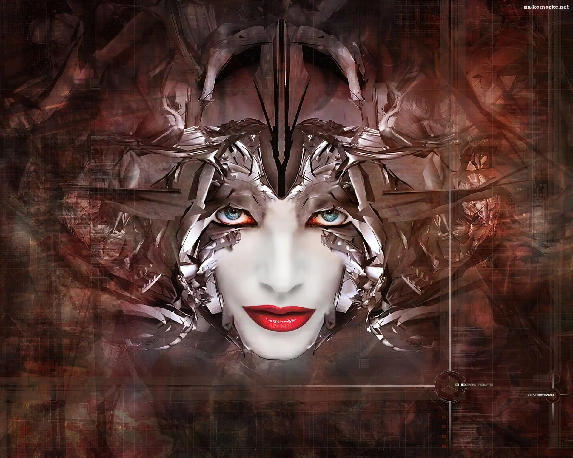 Fantasy, Kobieta, Czerwone, Usta, Grafika