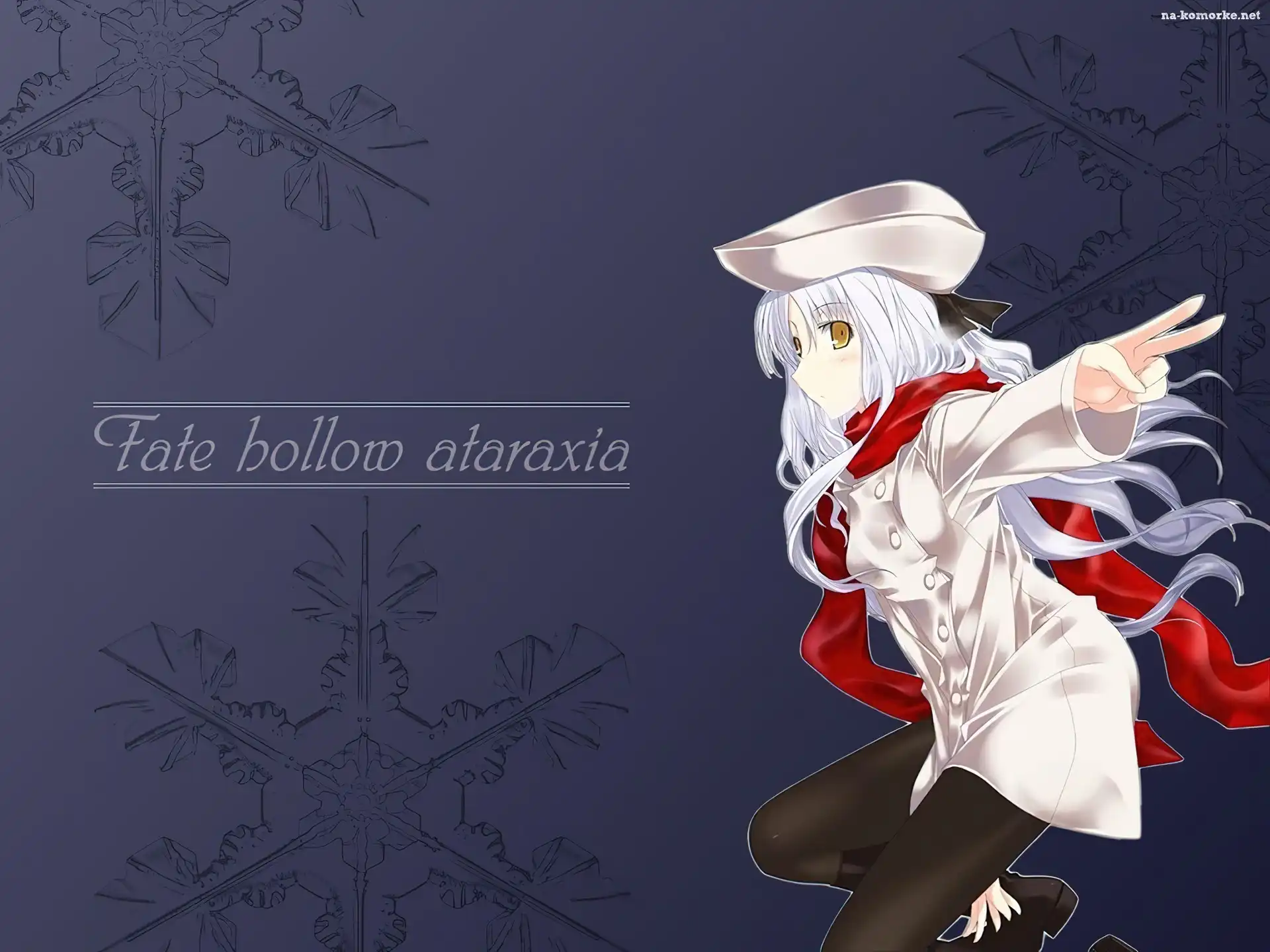 szal, Fate Stay Night, płatki śniegu, kobieta, czapka