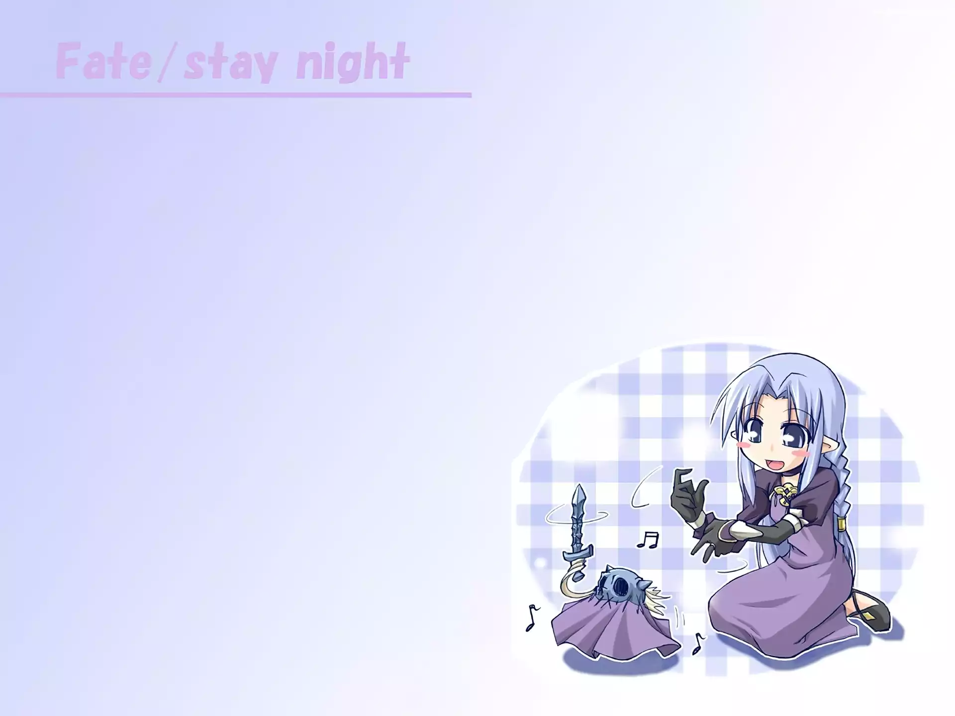 czaszka, Fate Stay Night, napis, dziewczyna, miecz