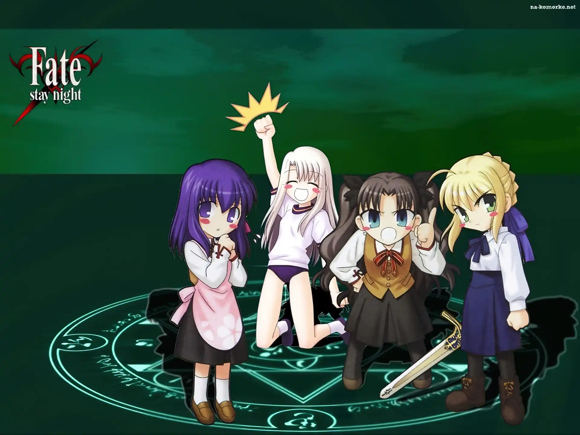 dziewczynki, Fate Stay Night, napis, gwiazda, dzieci