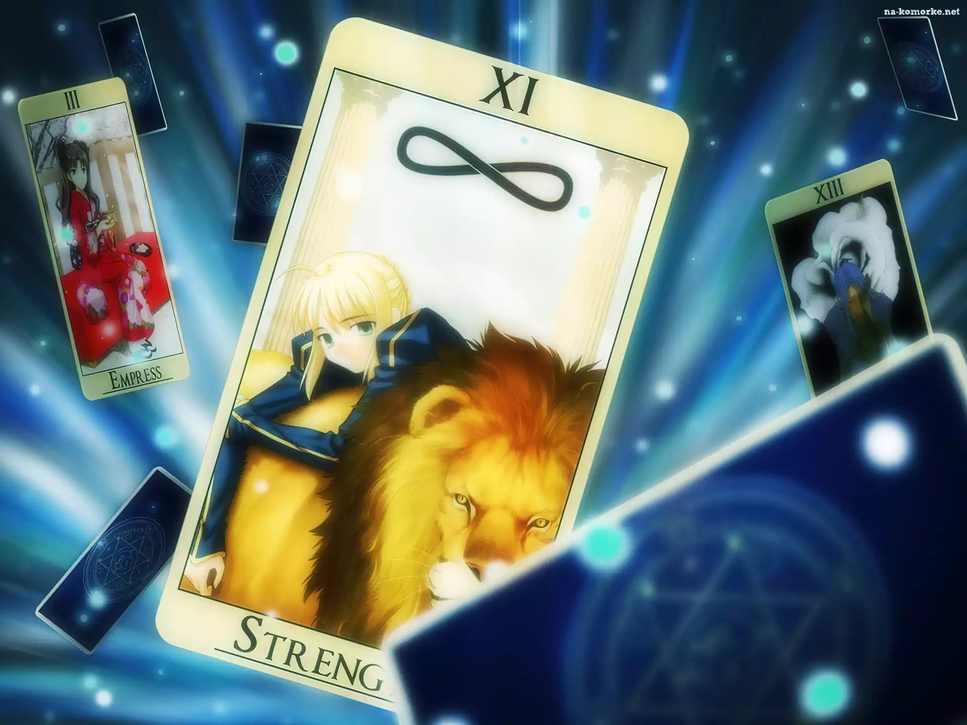 Fate Stay Night, lew, tarot, dziewczyna, karty