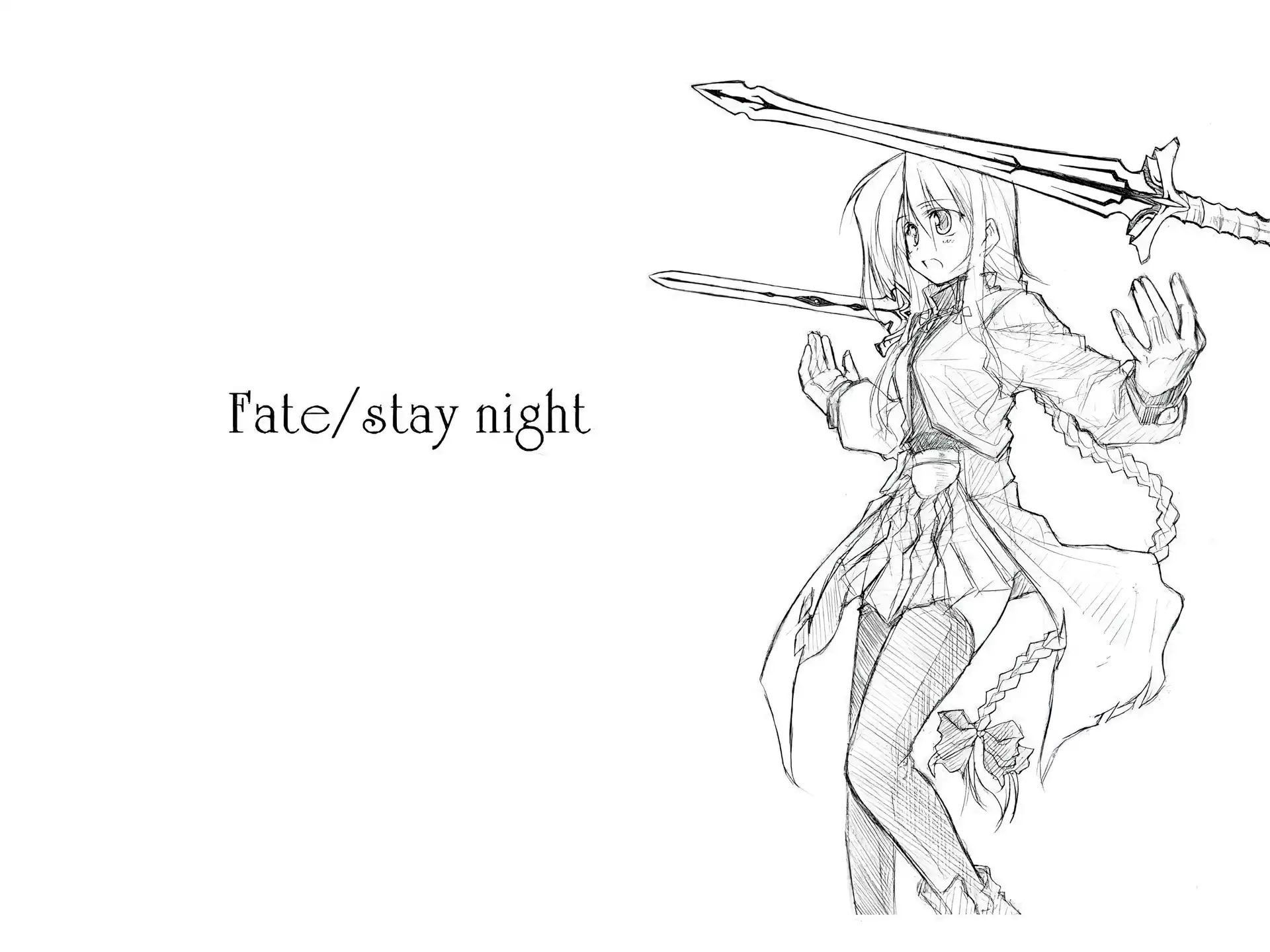 Fate Stay Night, miecze, kobieta, szkic