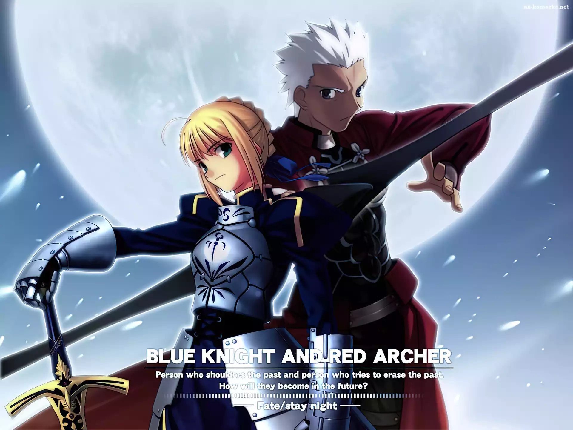 napisy, miecz, Fate Stay Night, ludzie