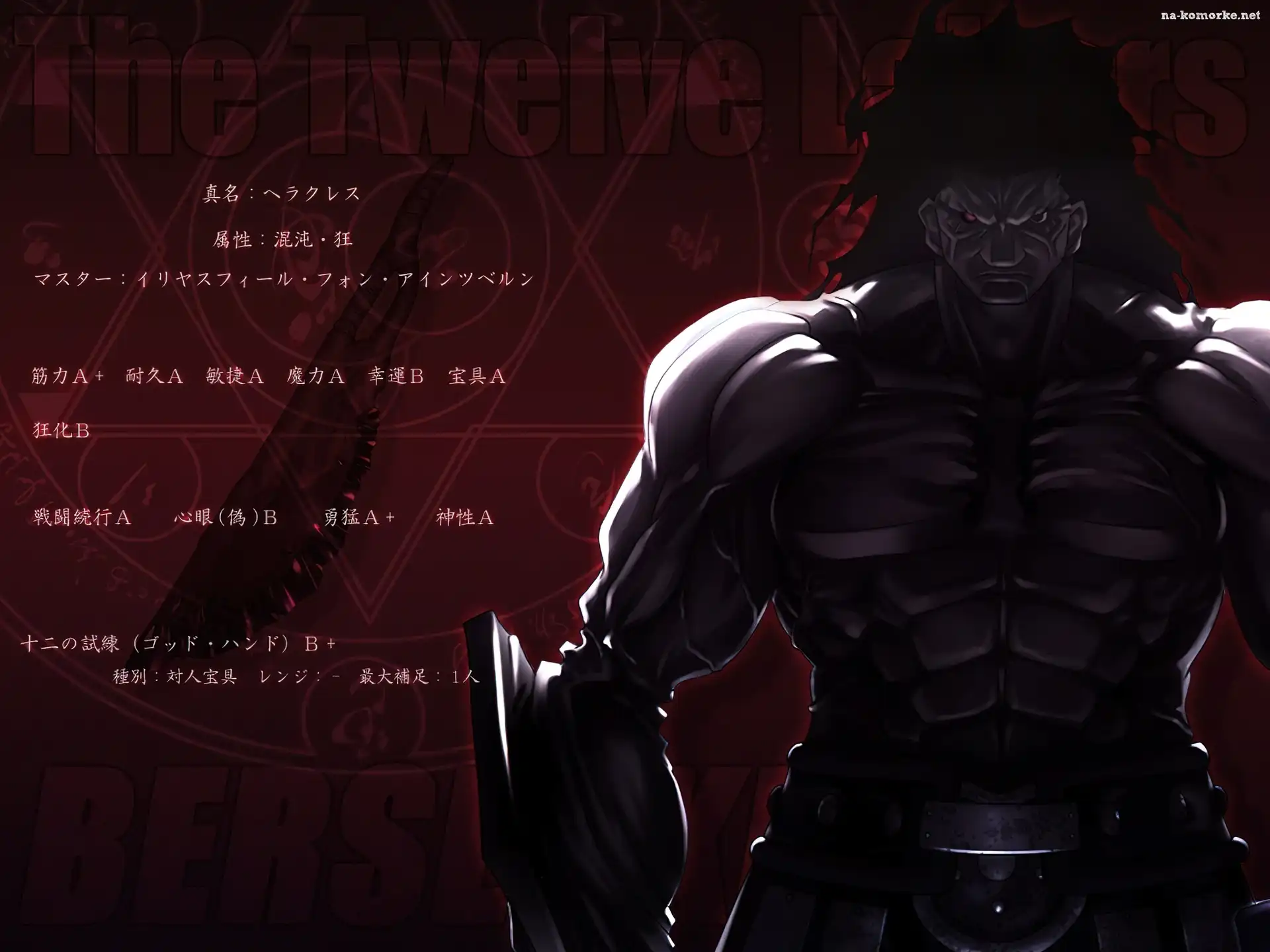 napisy, Fate Stay Night, muskularny, postać, broń