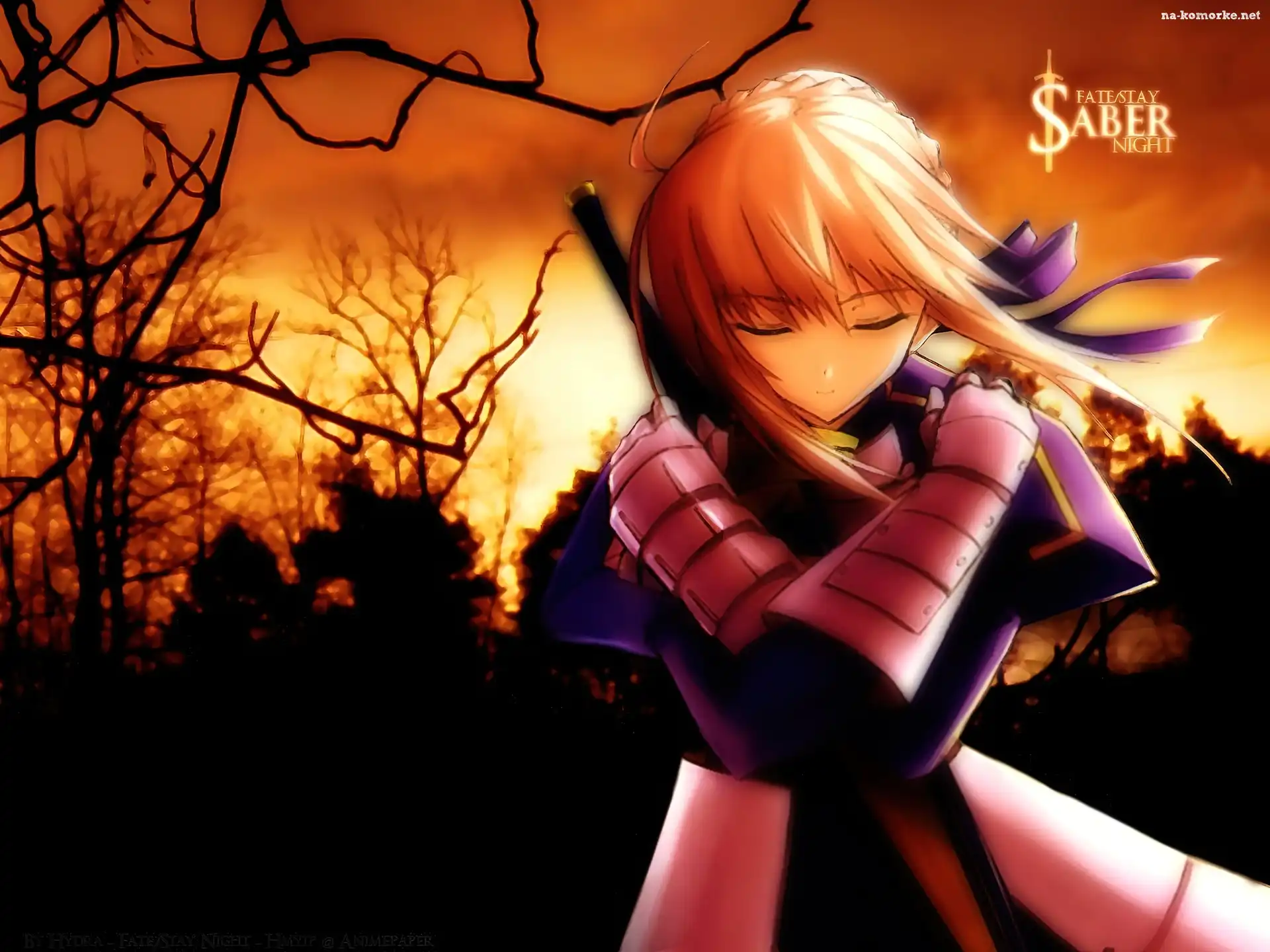 postać, Fate Stay Night, drzewo, Saber, zbroja