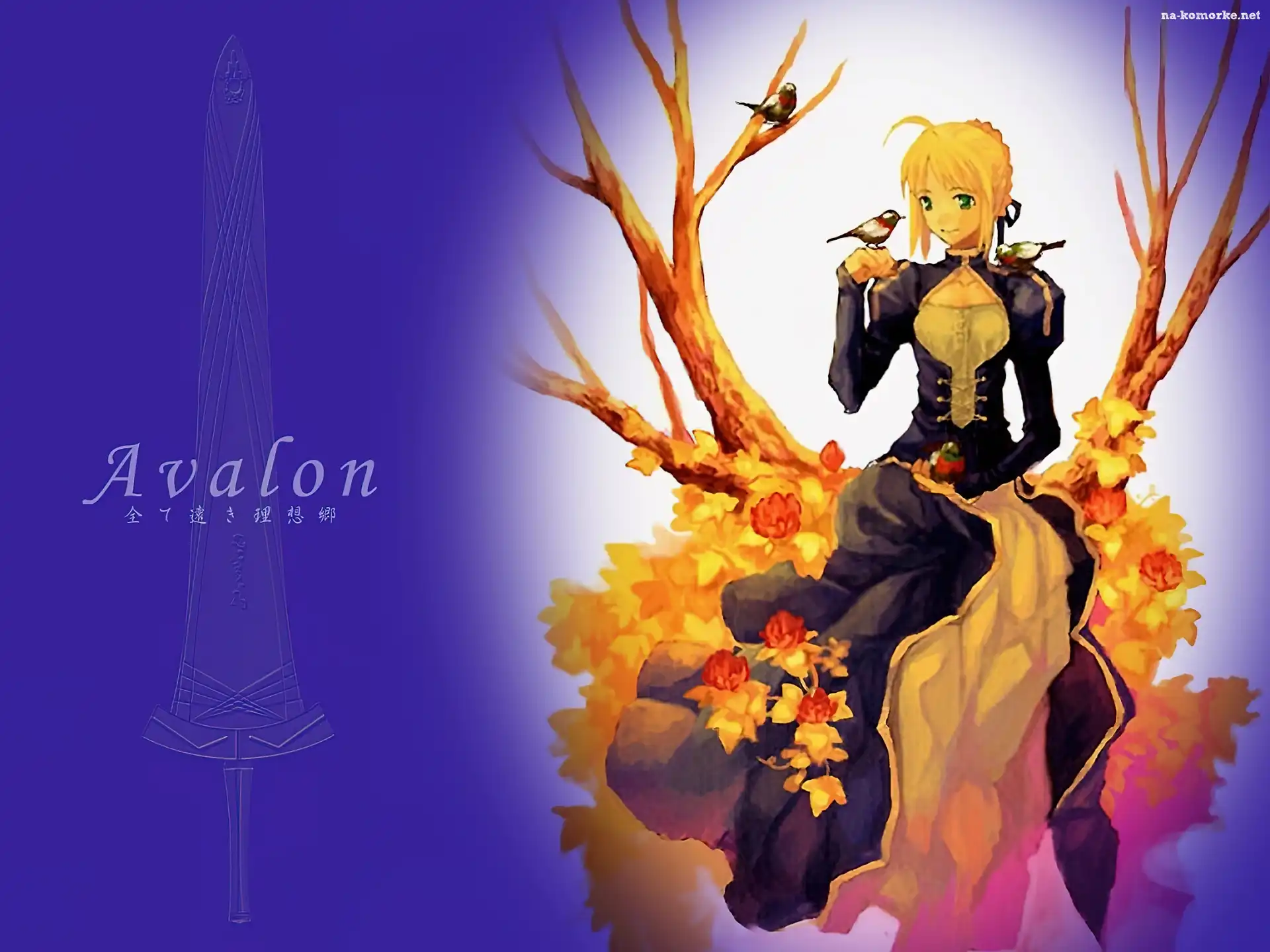 Fate Stay Night, Sukienka, Ptaki, Czarna