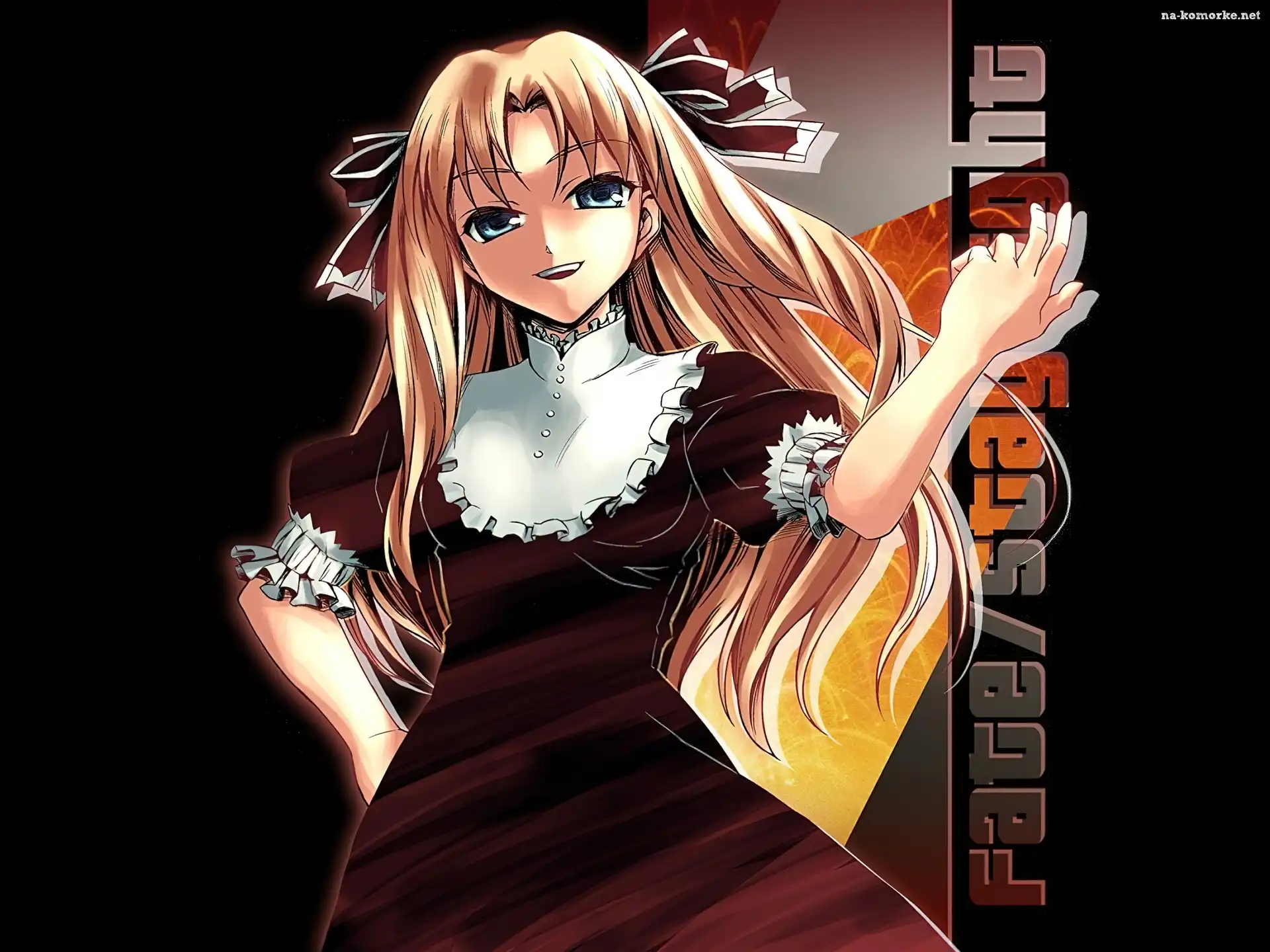 sukienka, Fate Stay Night, dziewczyna, kołnierzyk, napisy