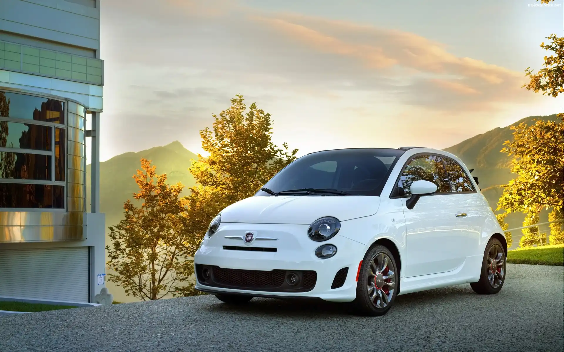 Fiat 500 C, Dom, Biały, Góry