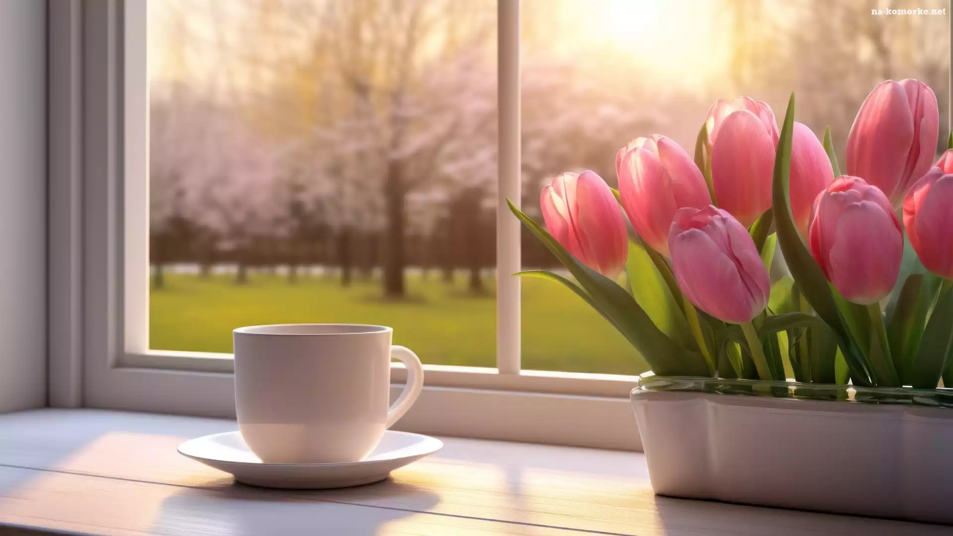 Filiżanka, Parapet, Tulipany