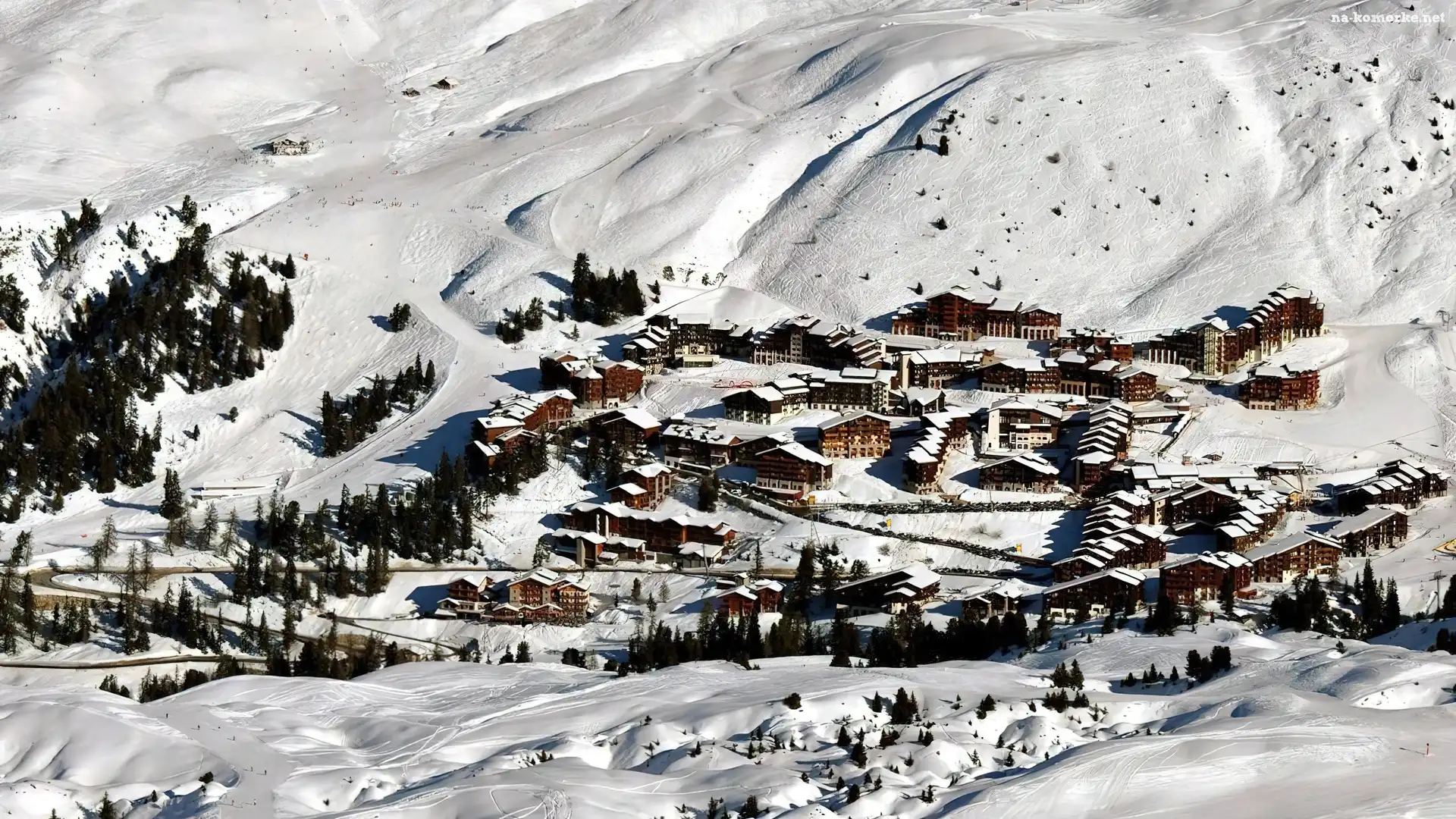 Francja, Góry, Alpy, Miasto, Śnieg