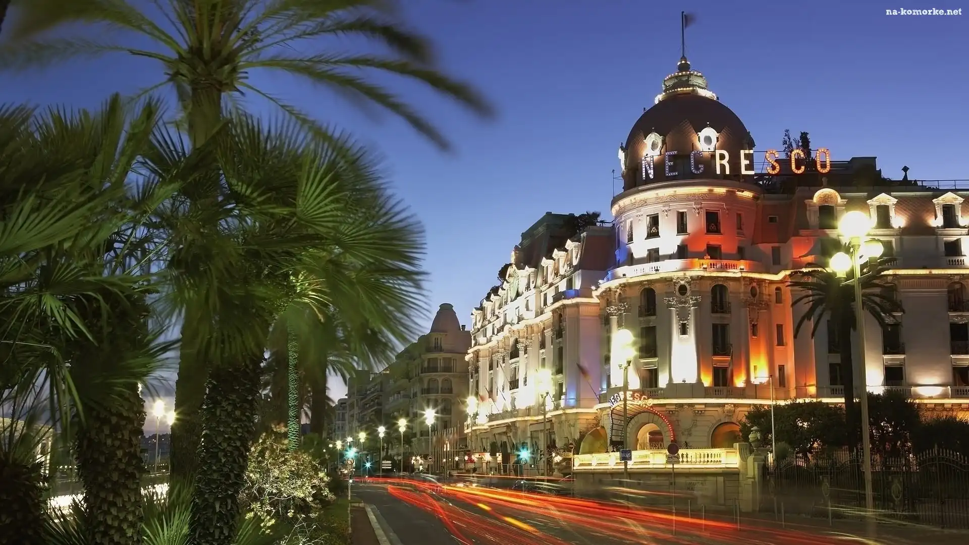 Francja, Hotel, Ulica, Palmy, Miasto