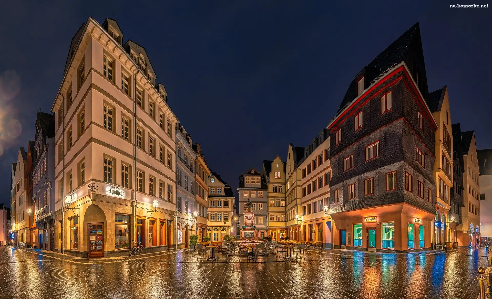 Frankfurt, Domy, Niemcy, Noc