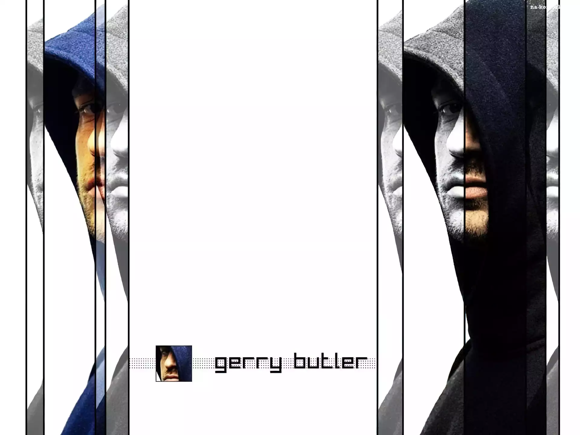 Gerard Butler, kaptur, twarz