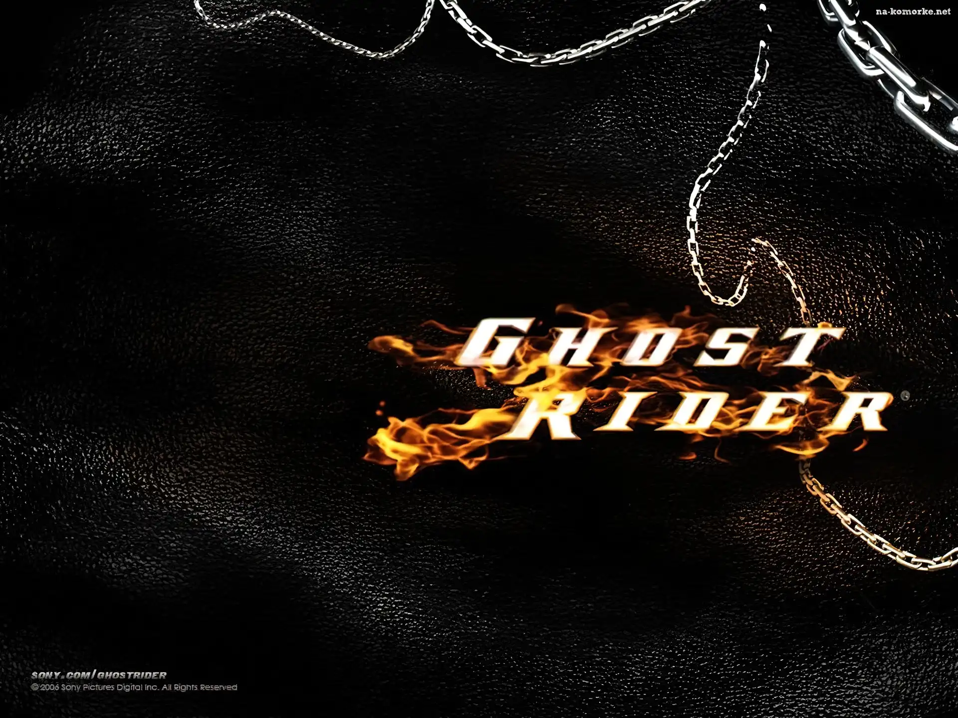 Ghost Rider, łańcuch, płonący, napis