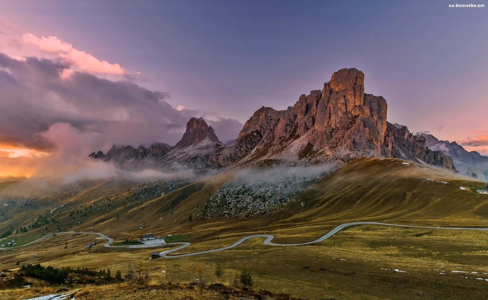 Włochy, Droga, Mgła, Dolomity, Prowincja Belluno, Góry, Passo di Giau