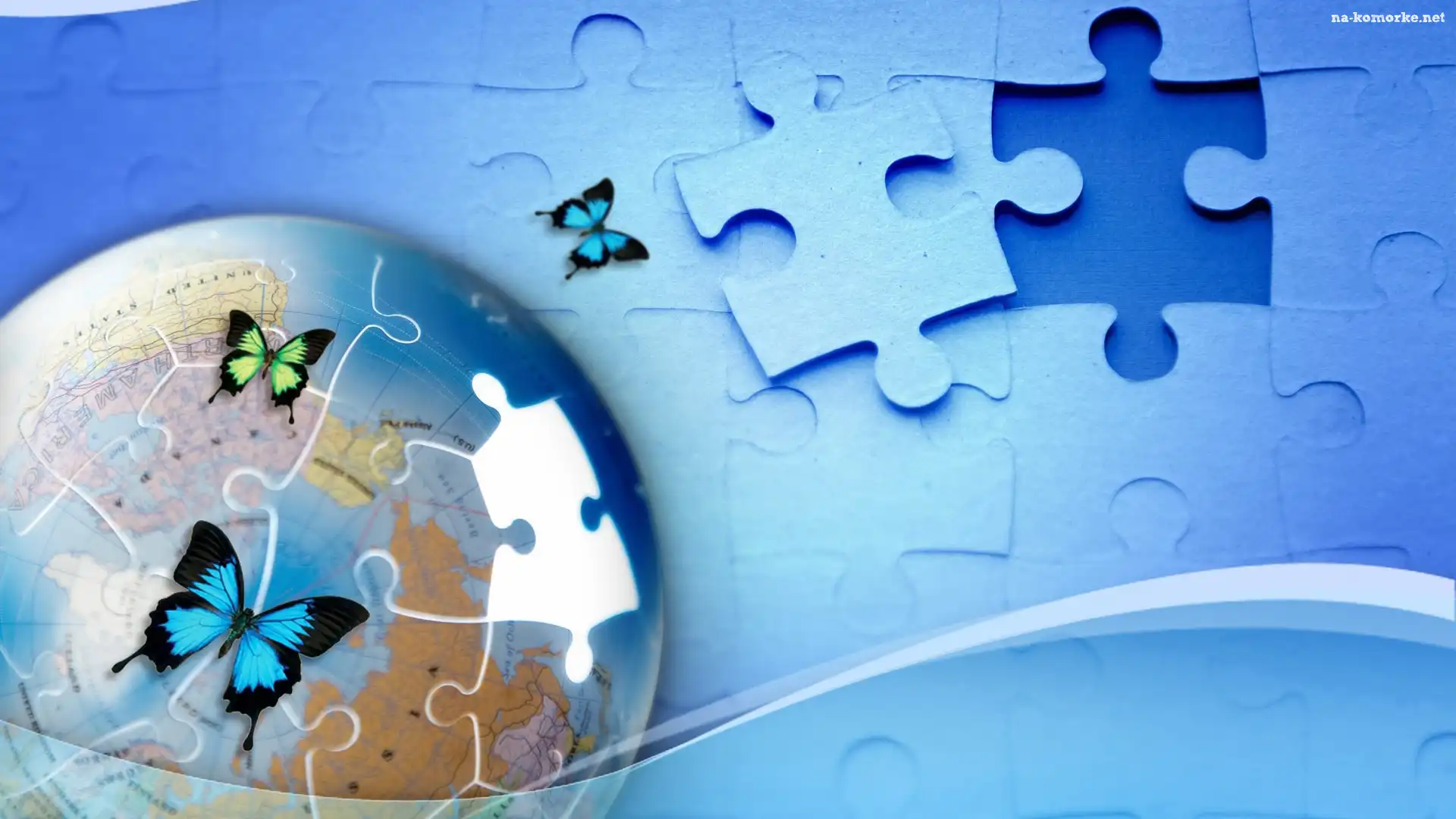 Globus, Grafika, Motylki, Puzzle