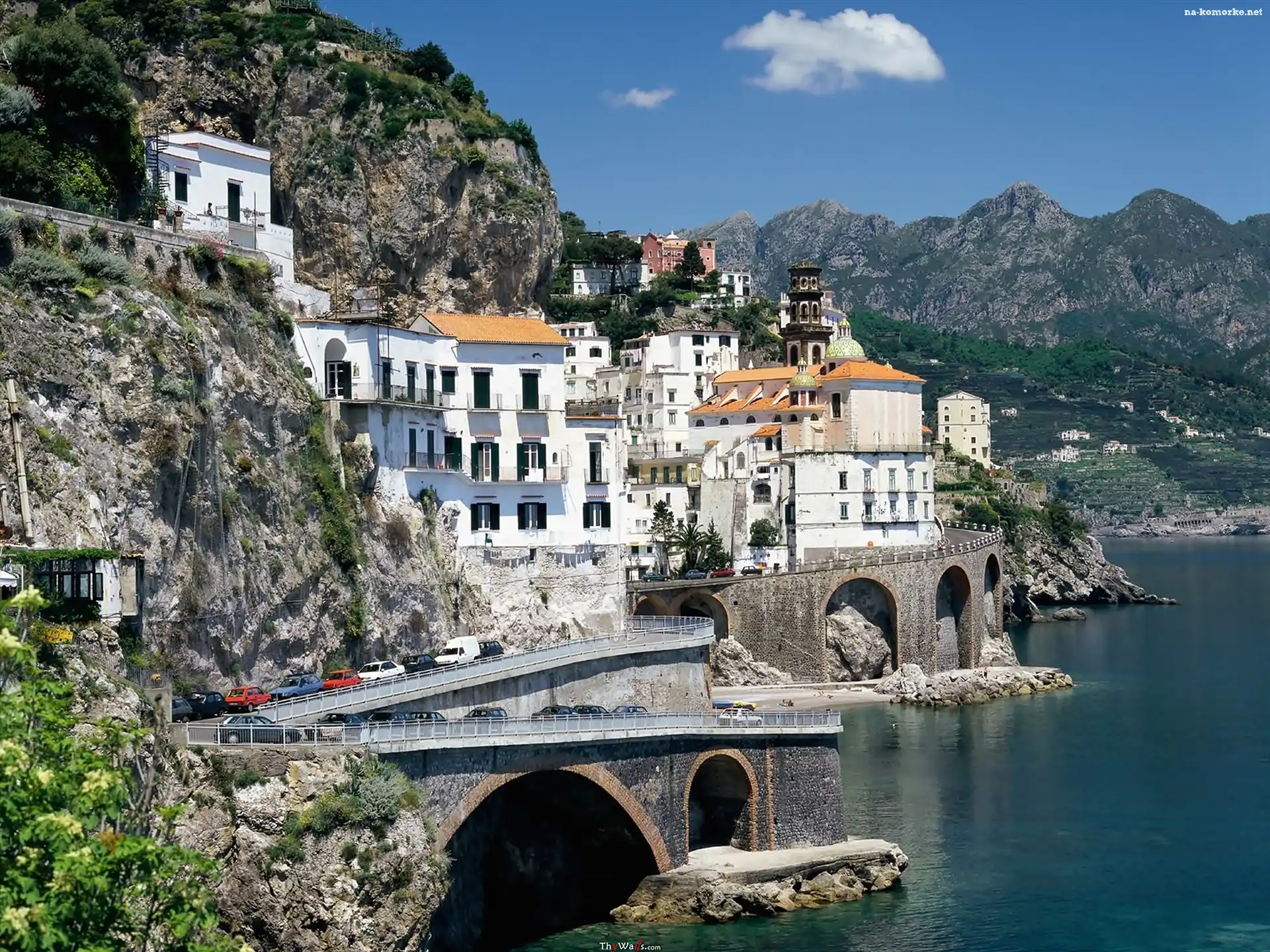 Góry, Włochy, Atrani, Amalfi, Morze