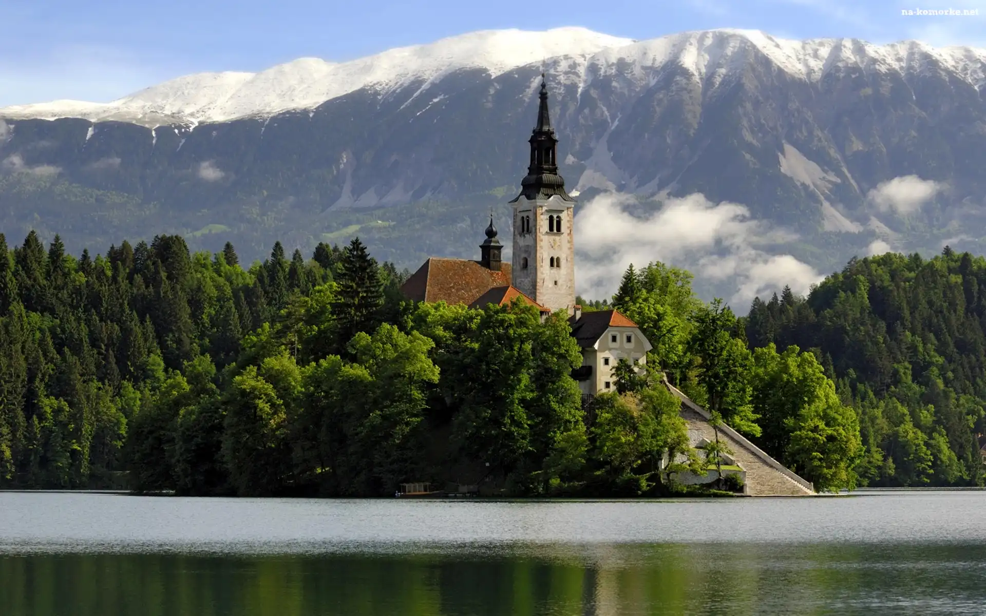 Góry, Jezioro, Zamek, Bled, Słowenia