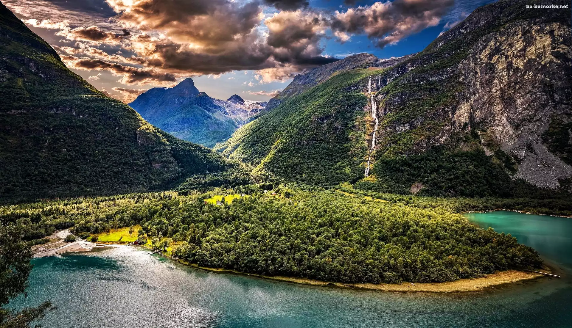 Góry, Wodospad, Dolina, Norwegia