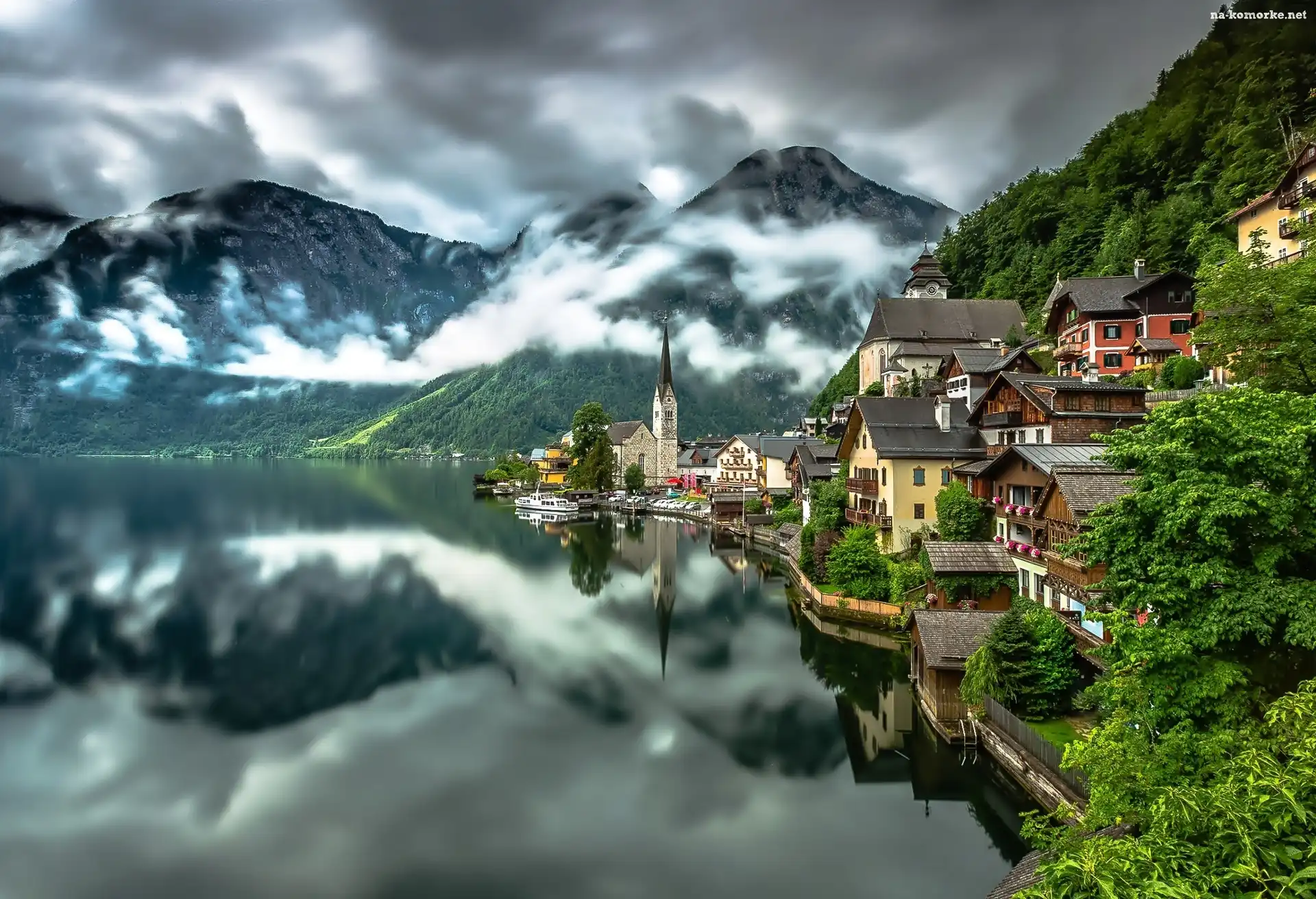 Góry, Austria, jezioro, Hallstatt