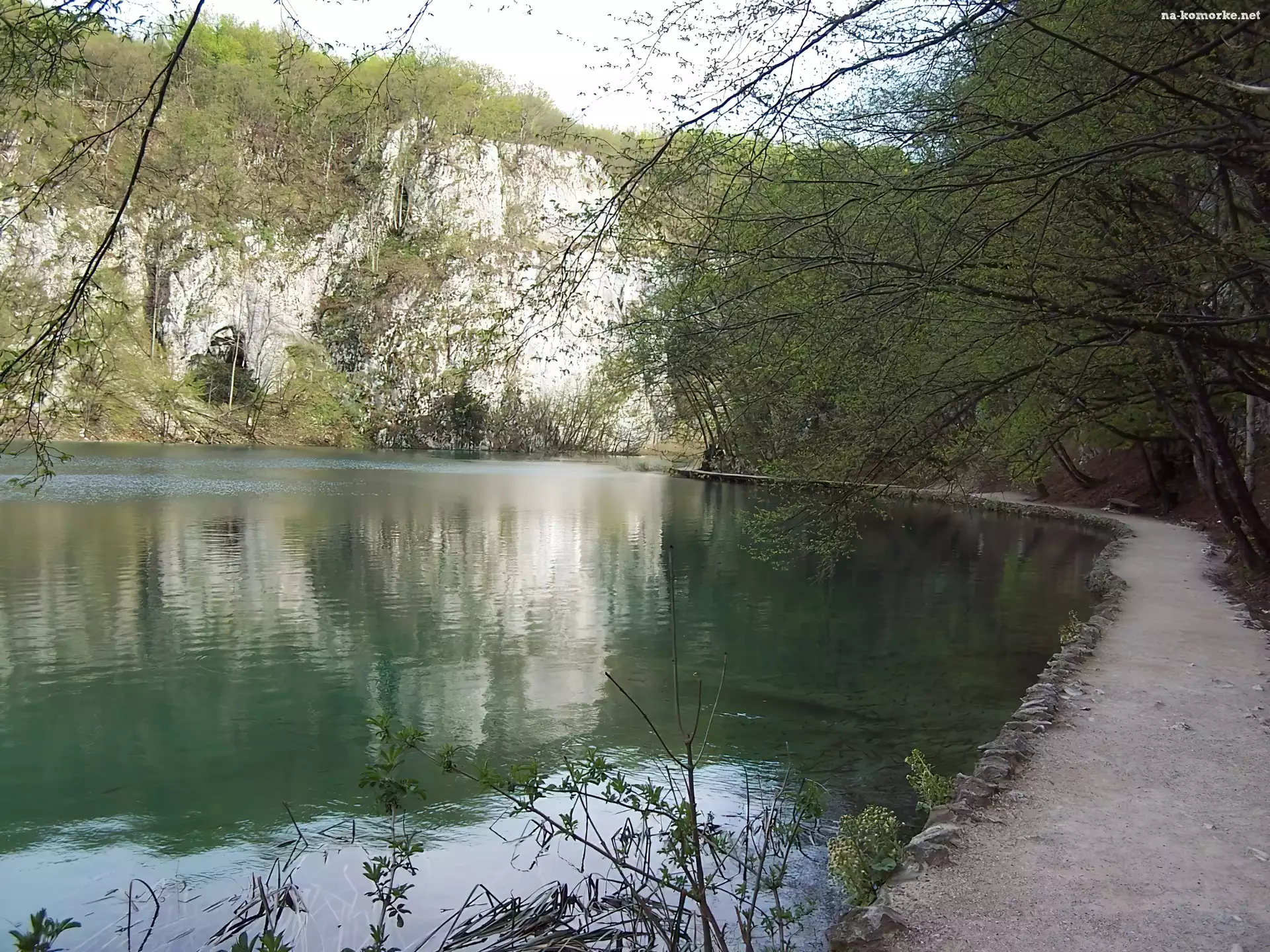 Góry, brzeg, jezioro, chodnik