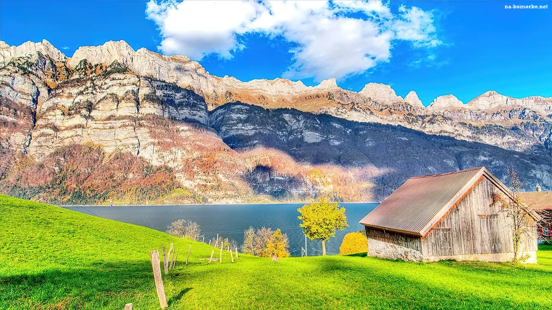 Góry, Chatka, Jezioro, Drewniana