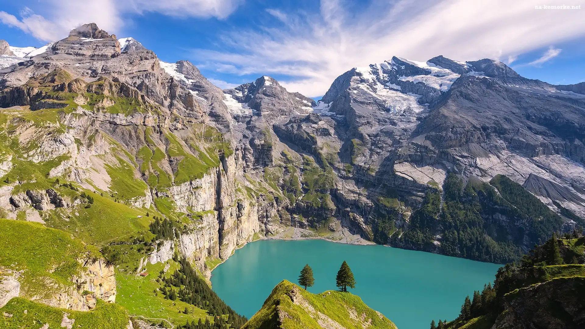 Szwajcaria, Drzewa, Góry, Roślinność, Kanton Berno, Alpy Berneńskie, Jezioro, Oeschinen Lake