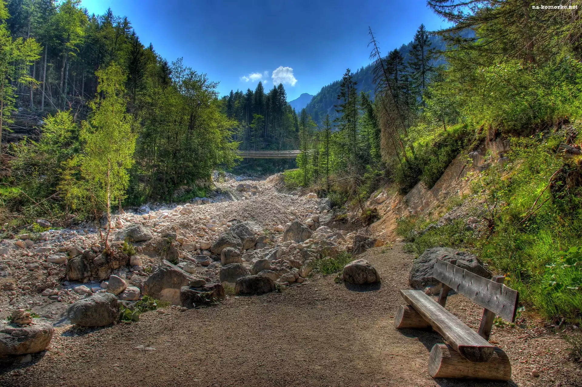 Góry, Ławka, Las, Kamienie