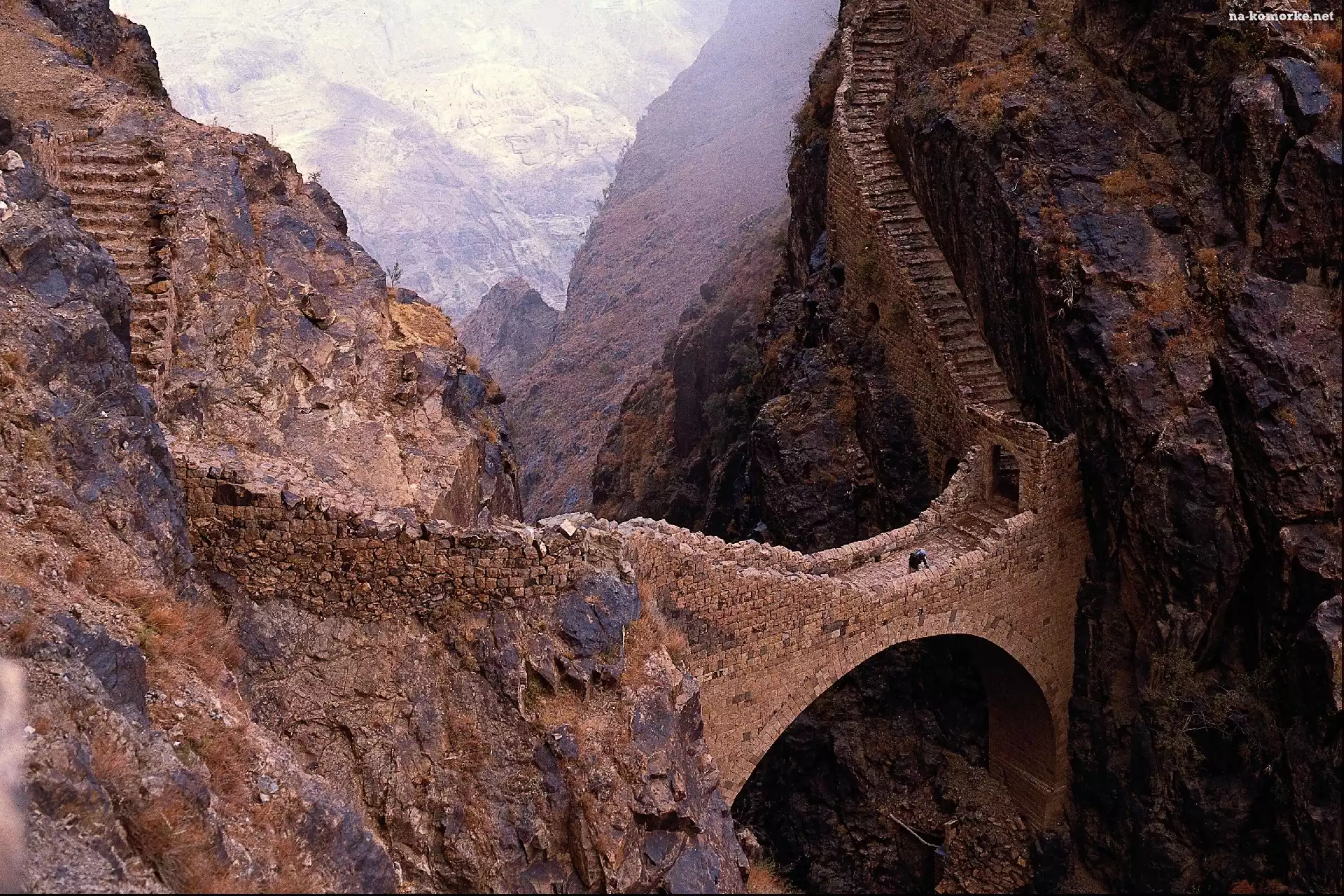Góry, Shahara Bridge, Jemen, Most, Schody