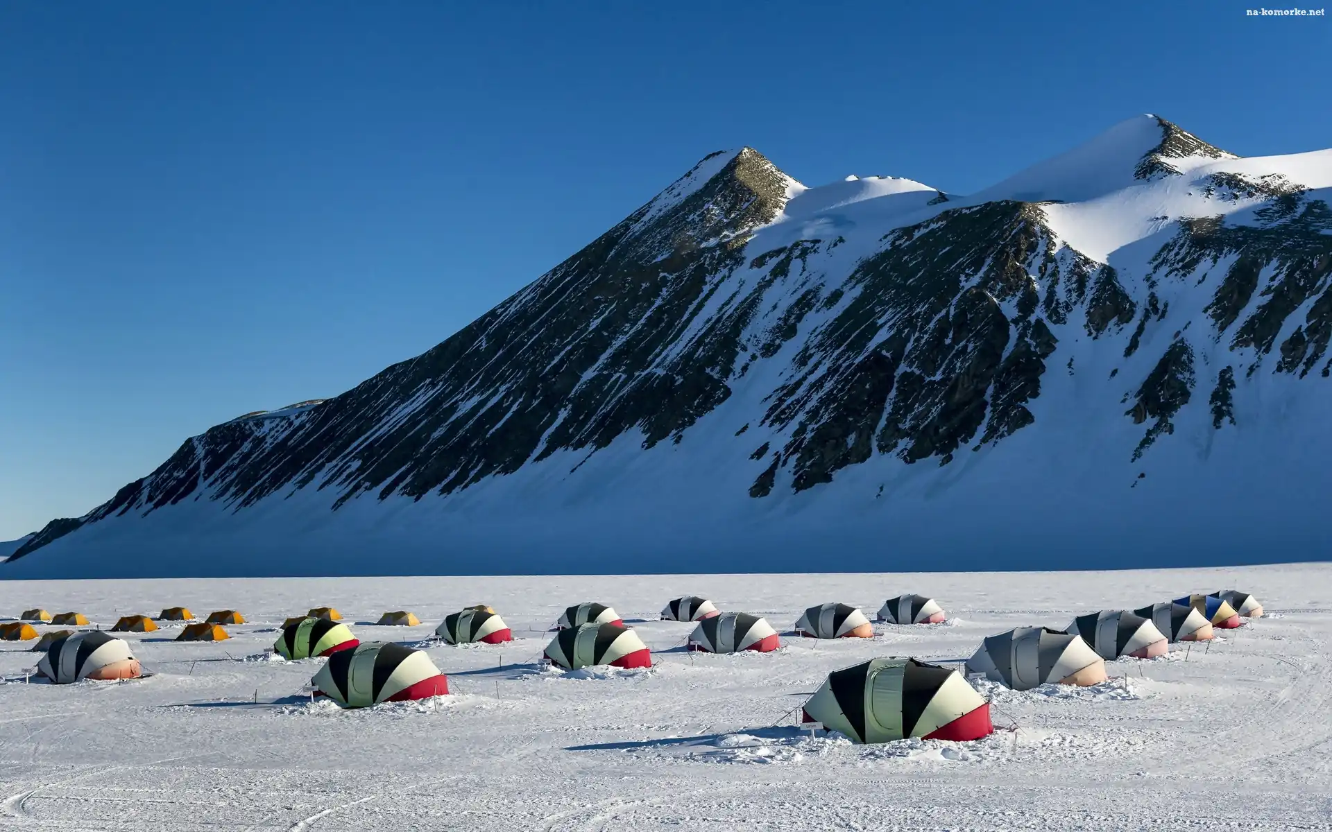 Góry, Zima, Namioty, Alpinistów