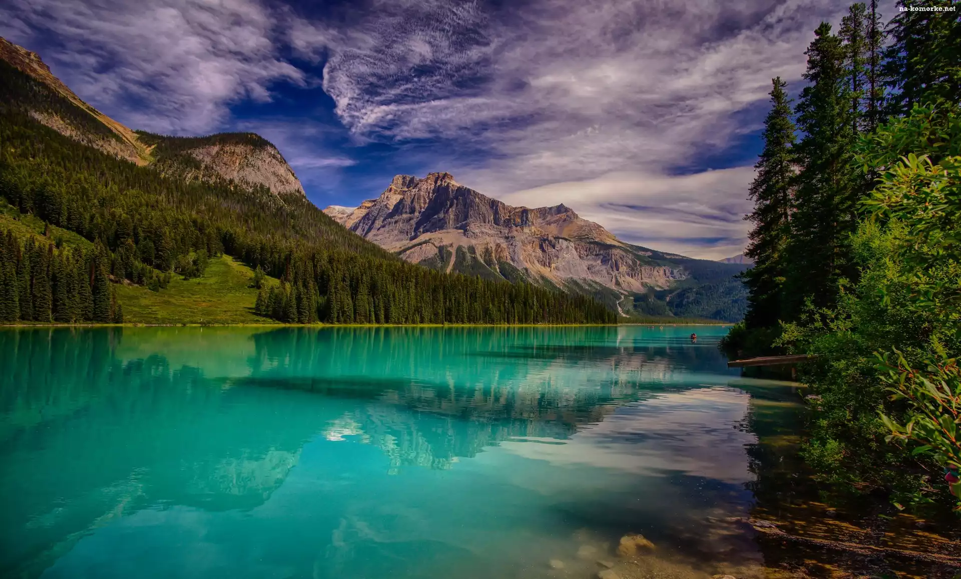 Lasy, Kanada, Park Narodowy Yoho, Jezioro Emerald Lake, Góry