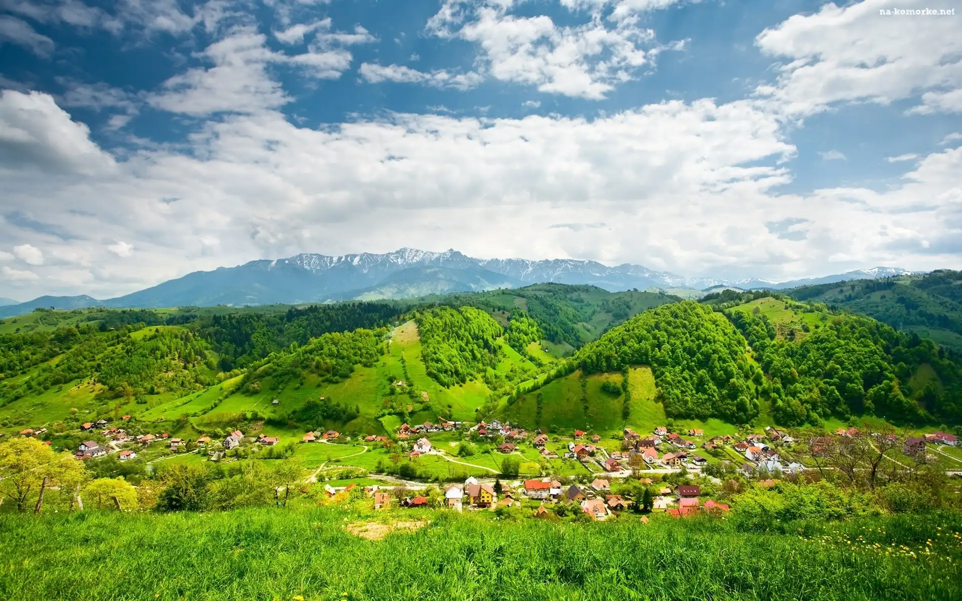 Góry, Wioska, Zielone, Wzgórza