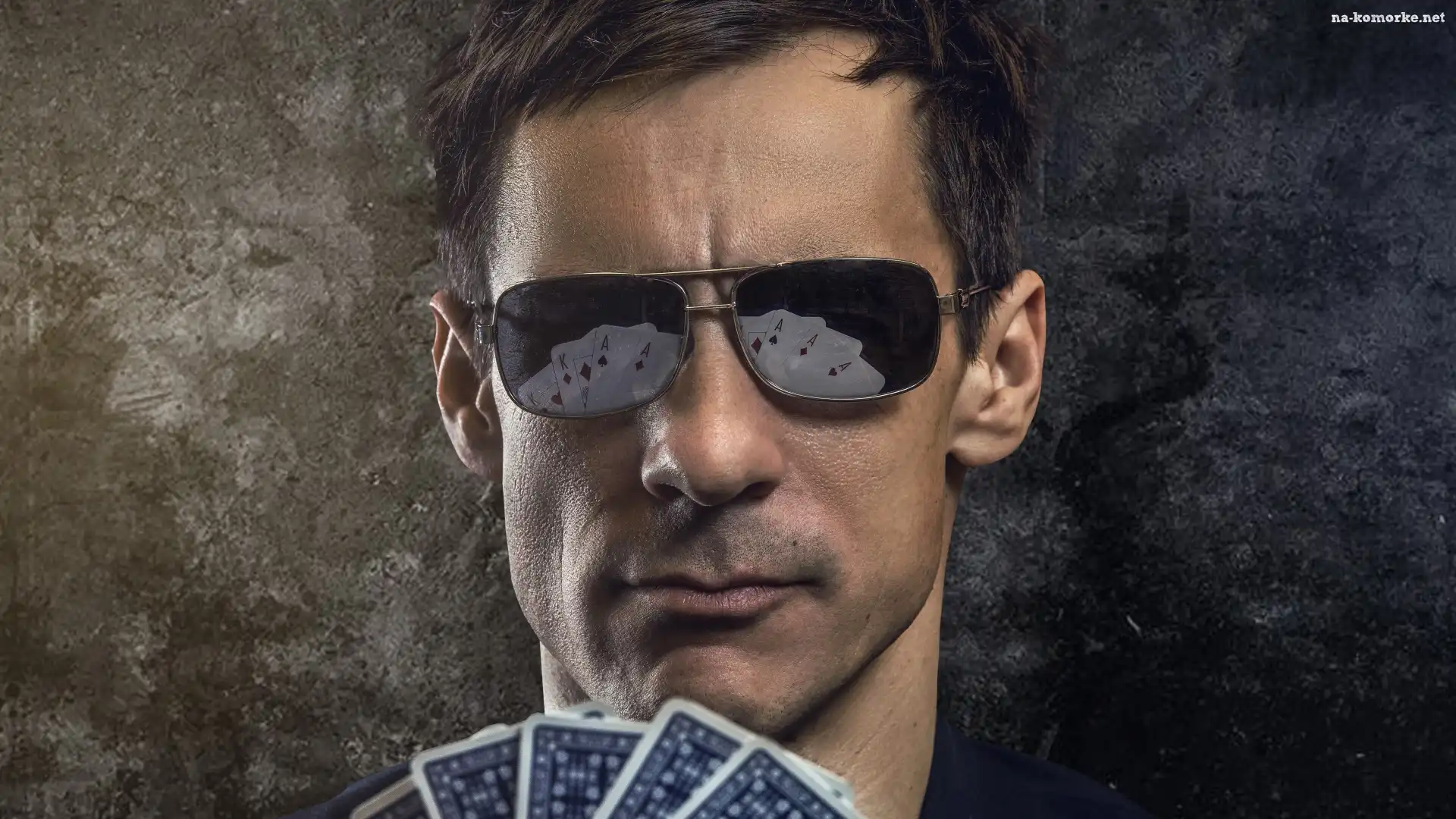 Gra, Mężczyzna, Ciemne, Okulary, Karty