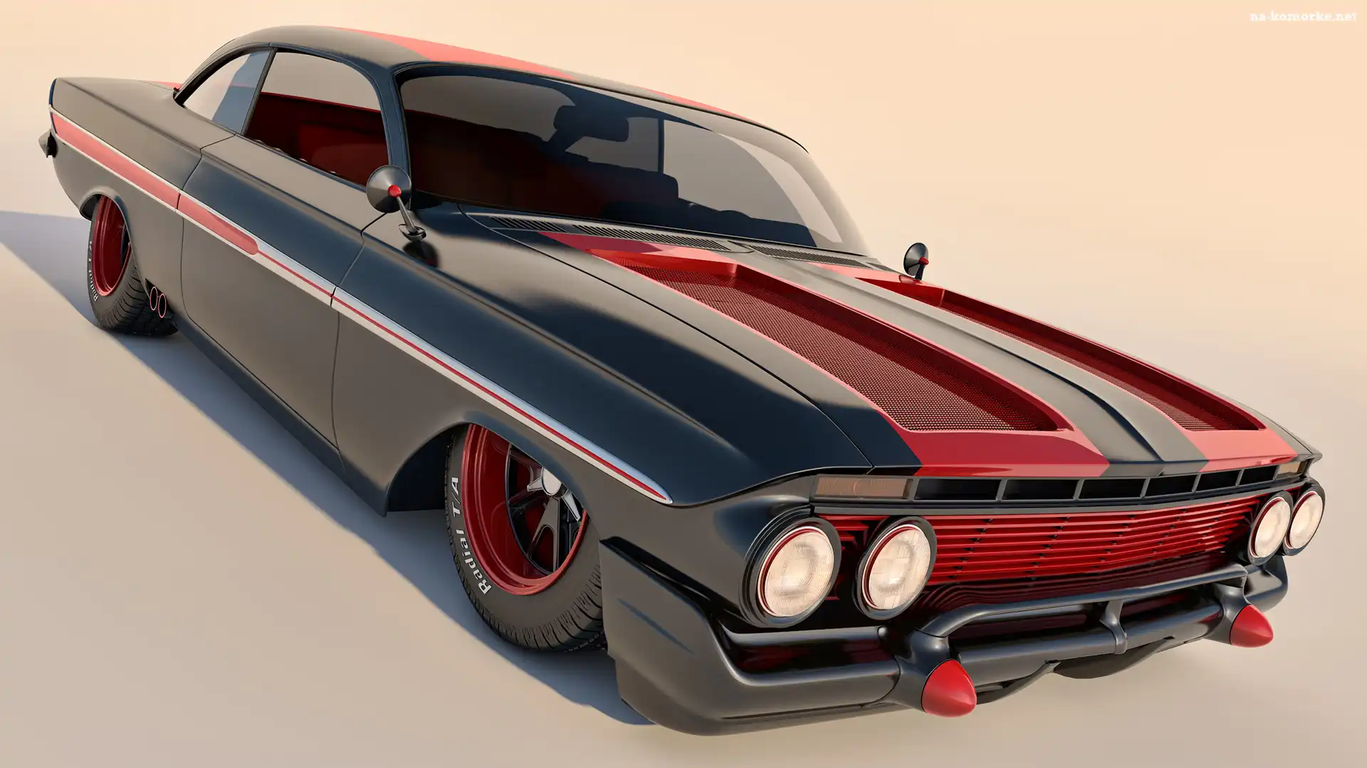 Zabytkowy, Grafika 3D, Chevrolet Impala Sport Coupe, 1961