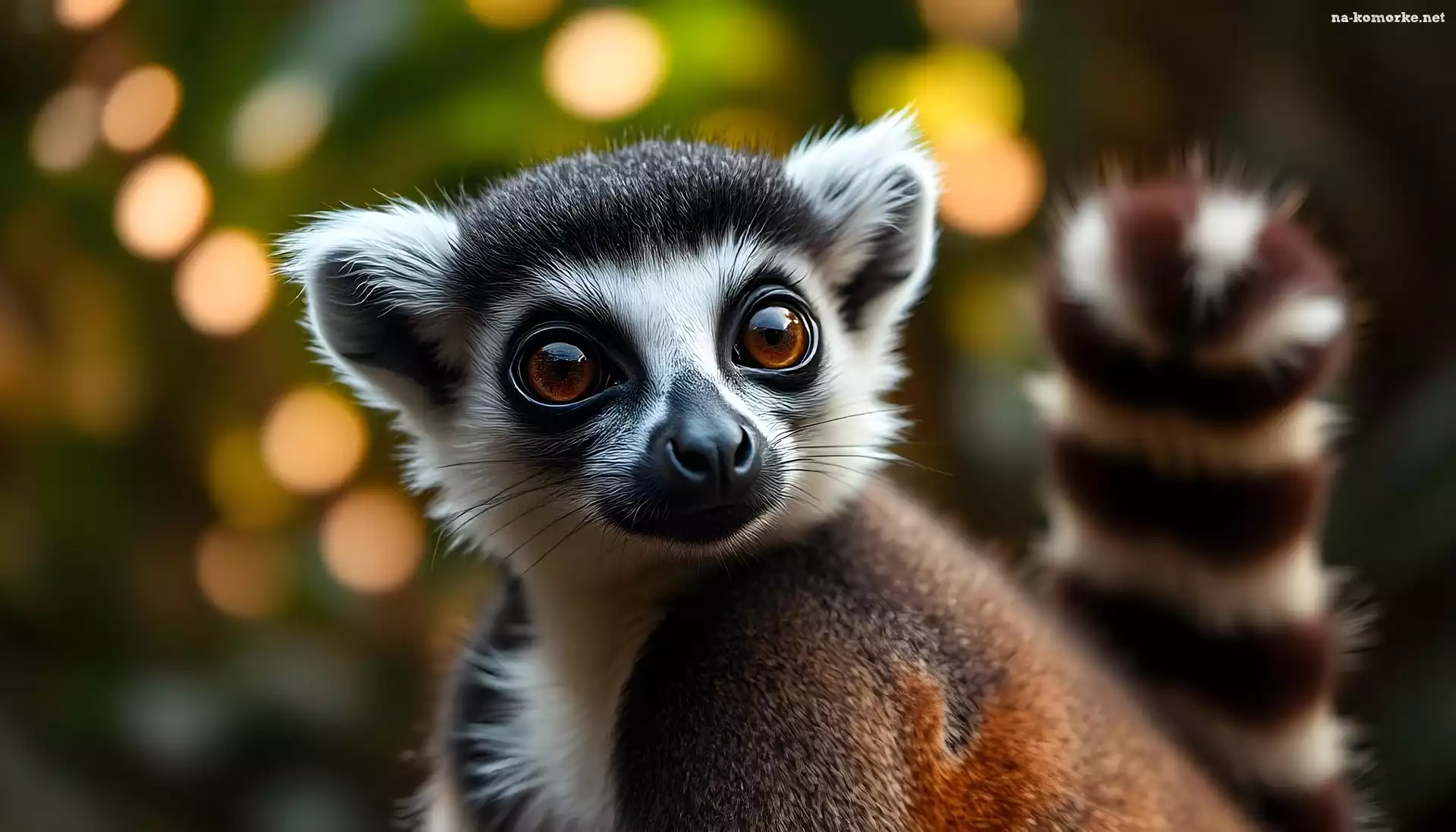 Ogon, Lemur, Pasiasty, Grafika, Oczy, Duże
