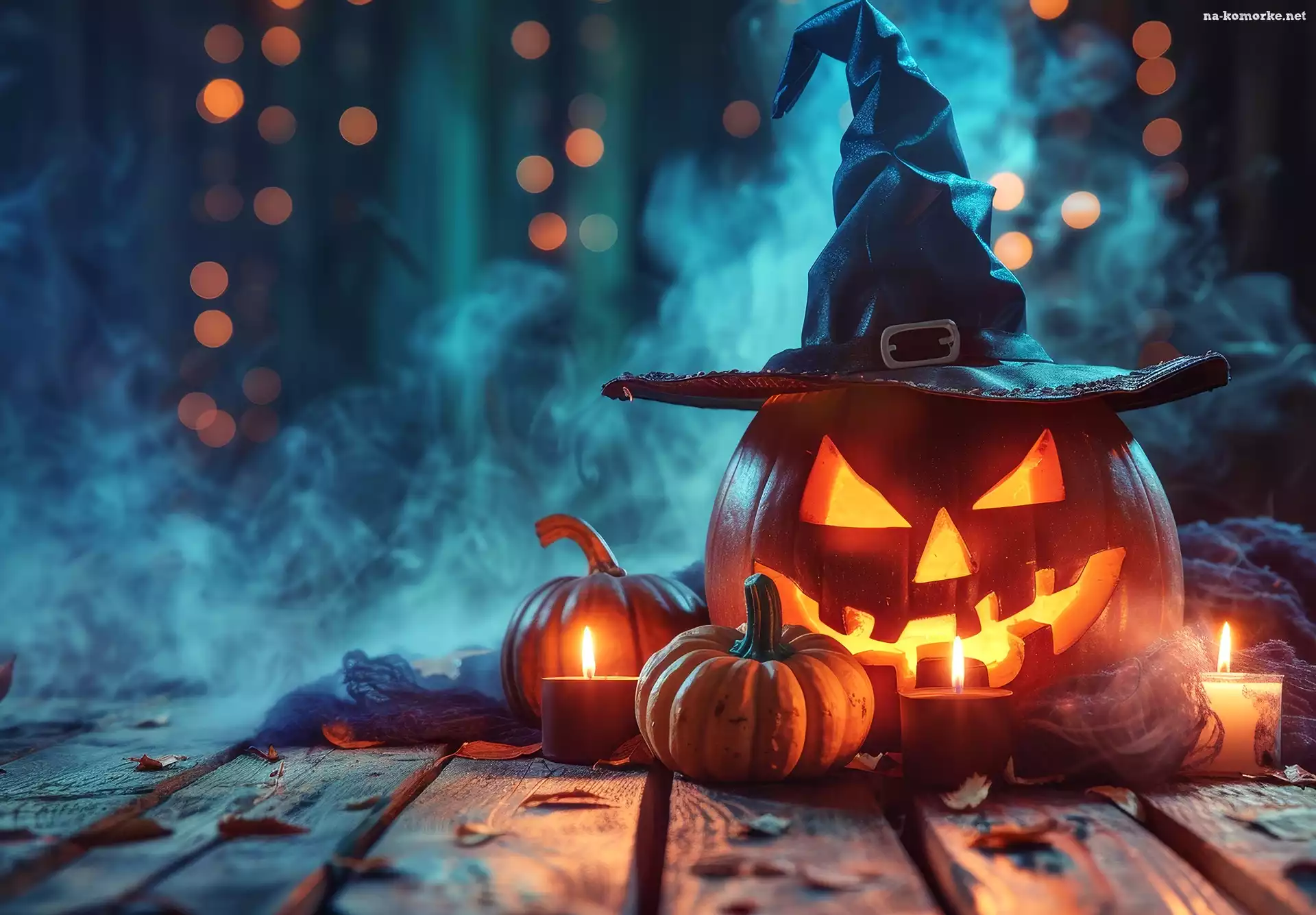 Åšwiece, Halloween, Dym, Grafika AI, Kapelusz, Dynia