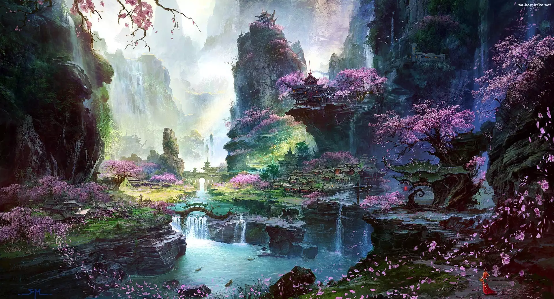 Grafika, Rzeka, Fantasy, Góry