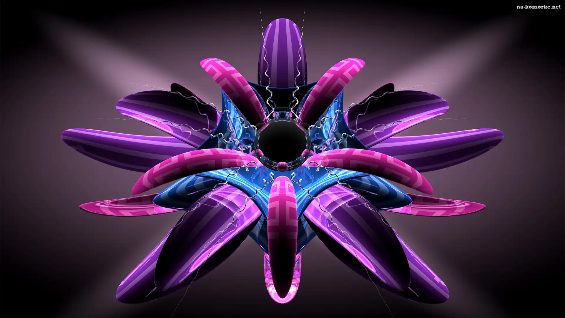 Grafika 3D, Fioletowy, Kwiat