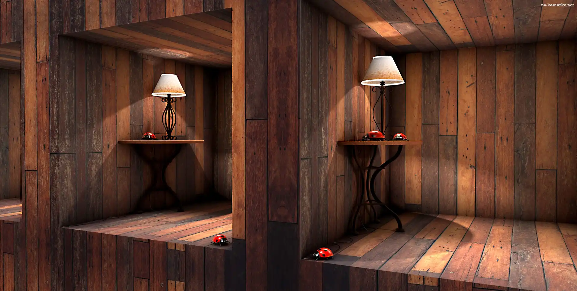 Grafika 3D, Półki, Nisze, Lampy, Biedronki