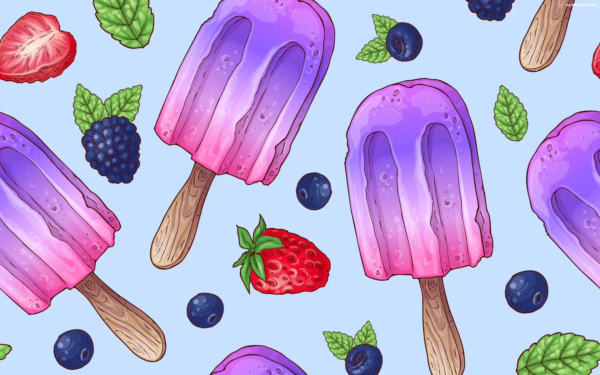 Grafika, Borówki, Lody, Truskawki